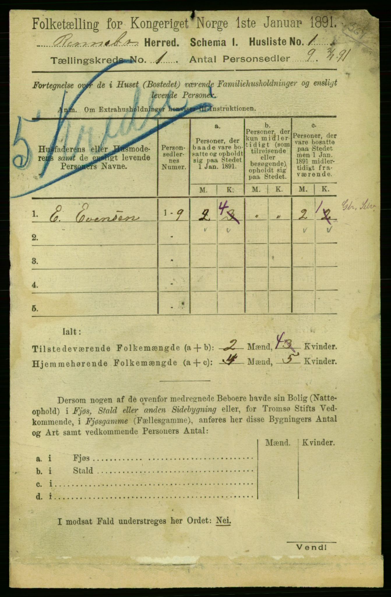 RA, 1891 census for 1635 Rennebu, 1891, p. 19