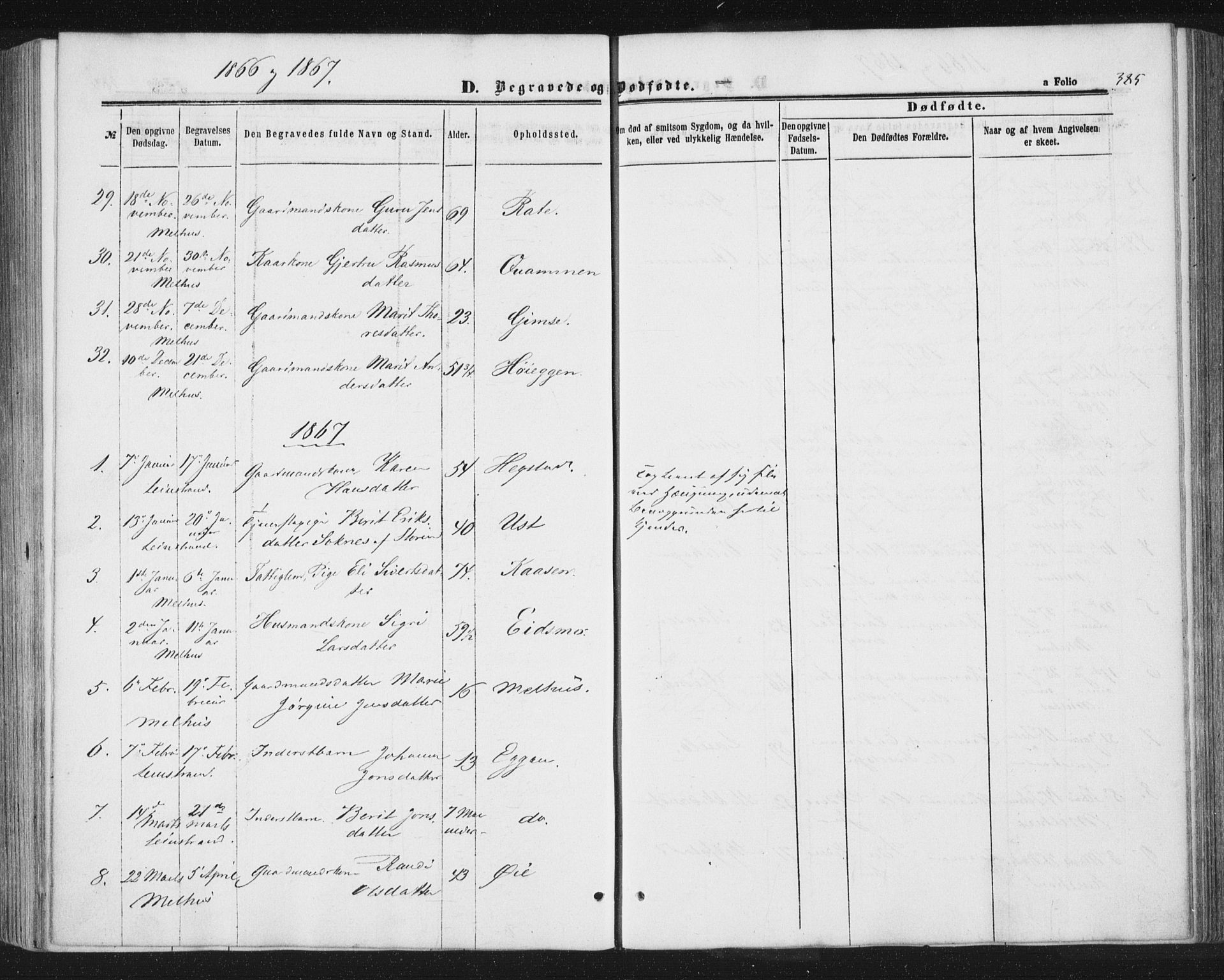 Ministerialprotokoller, klokkerbøker og fødselsregistre - Sør-Trøndelag, SAT/A-1456/691/L1077: Parish register (official) no. 691A09, 1862-1873, p. 385
