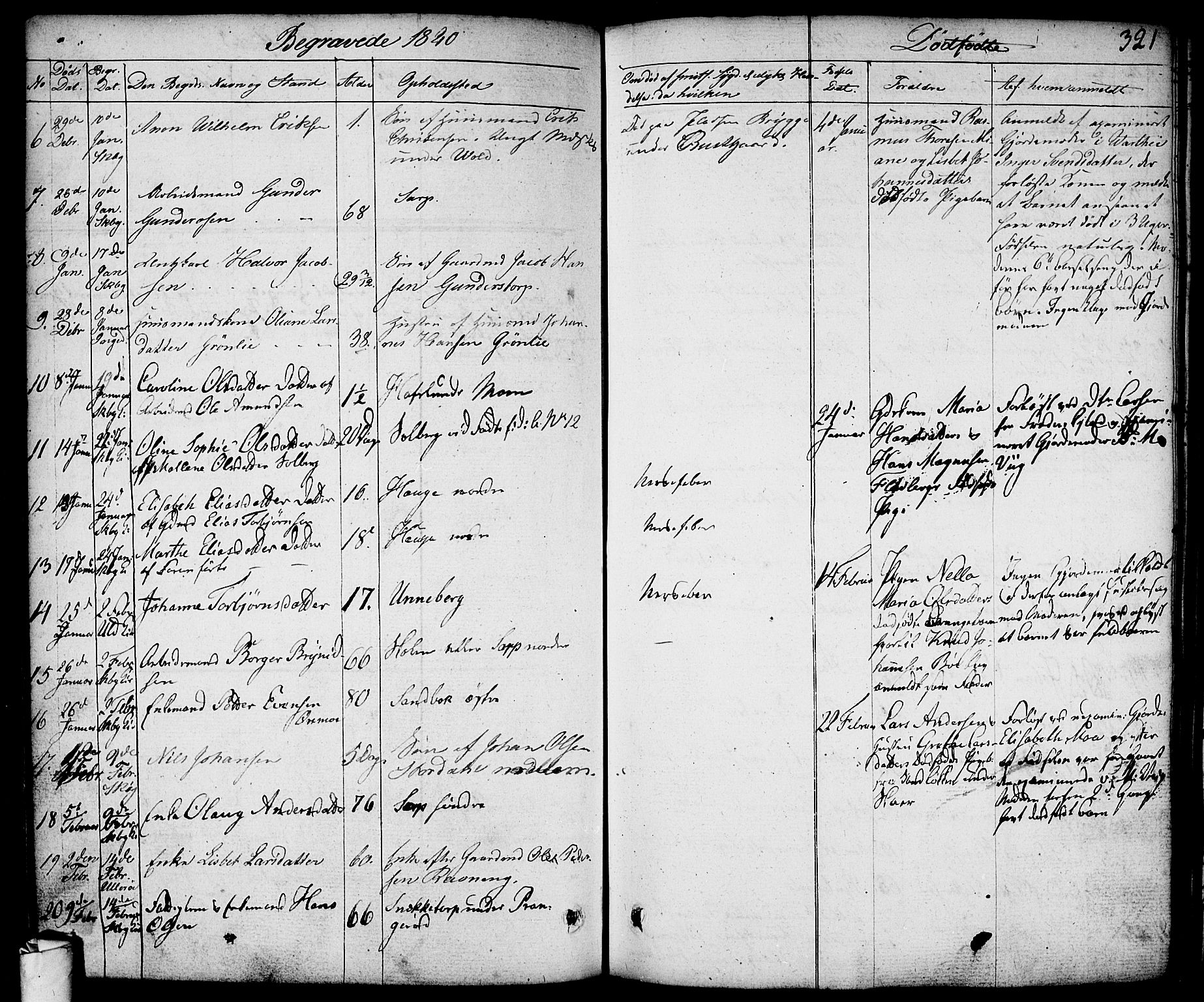 Skjeberg prestekontor Kirkebøker, SAO/A-10923/F/Fa/L0005: Parish register (official) no. I 5, 1830-1845, p. 321