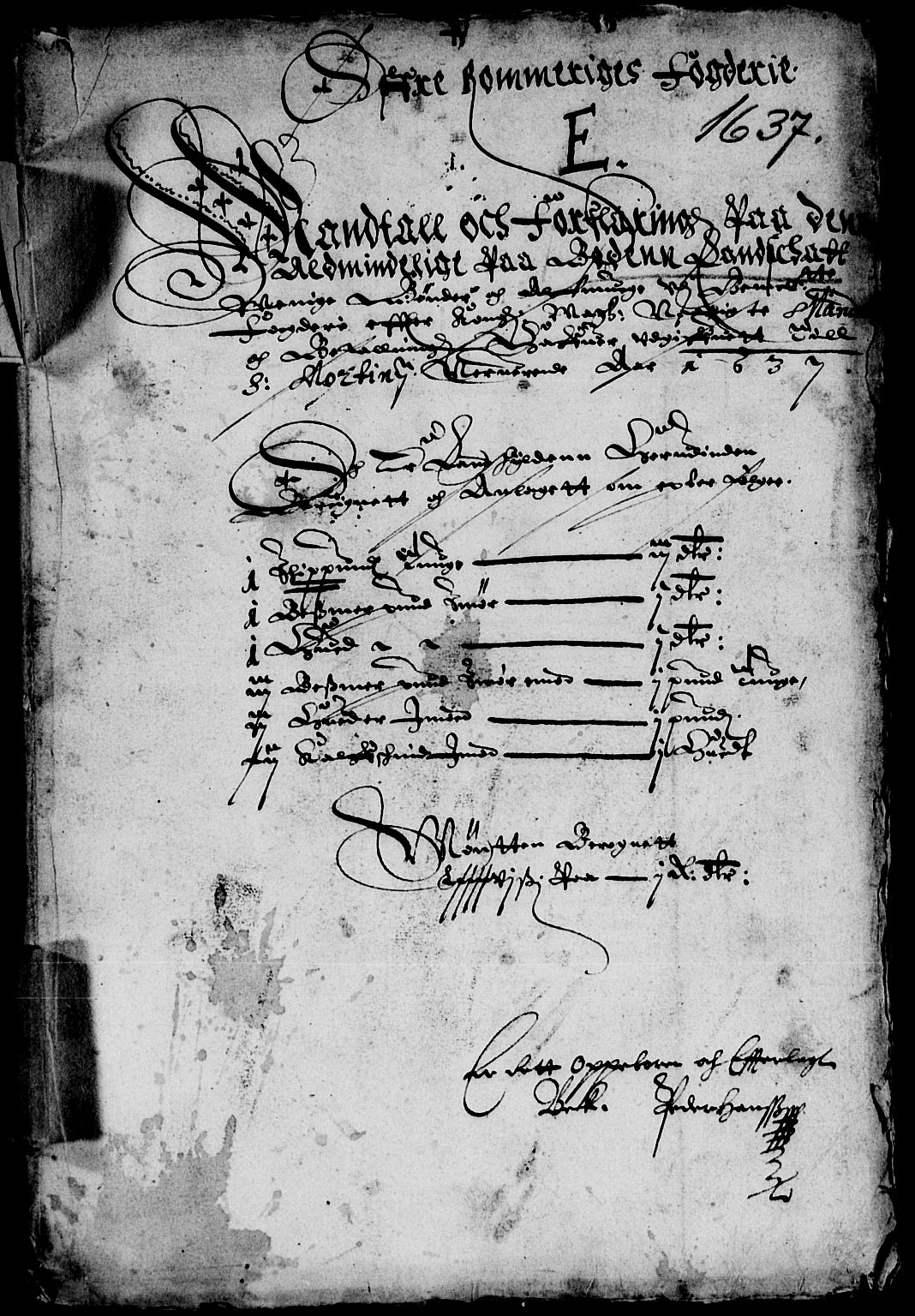 Rentekammeret inntil 1814, Reviderte regnskaper, Lensregnskaper, RA/EA-5023/R/Rb/Rba/L0134: Akershus len, 1637
