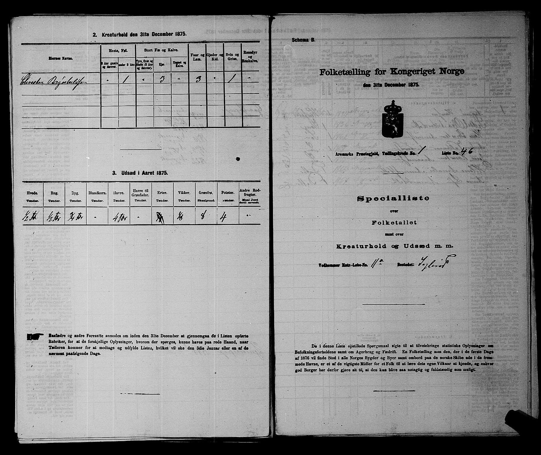 RA, 1875 census for 0118P Aremark, 1875, p. 156