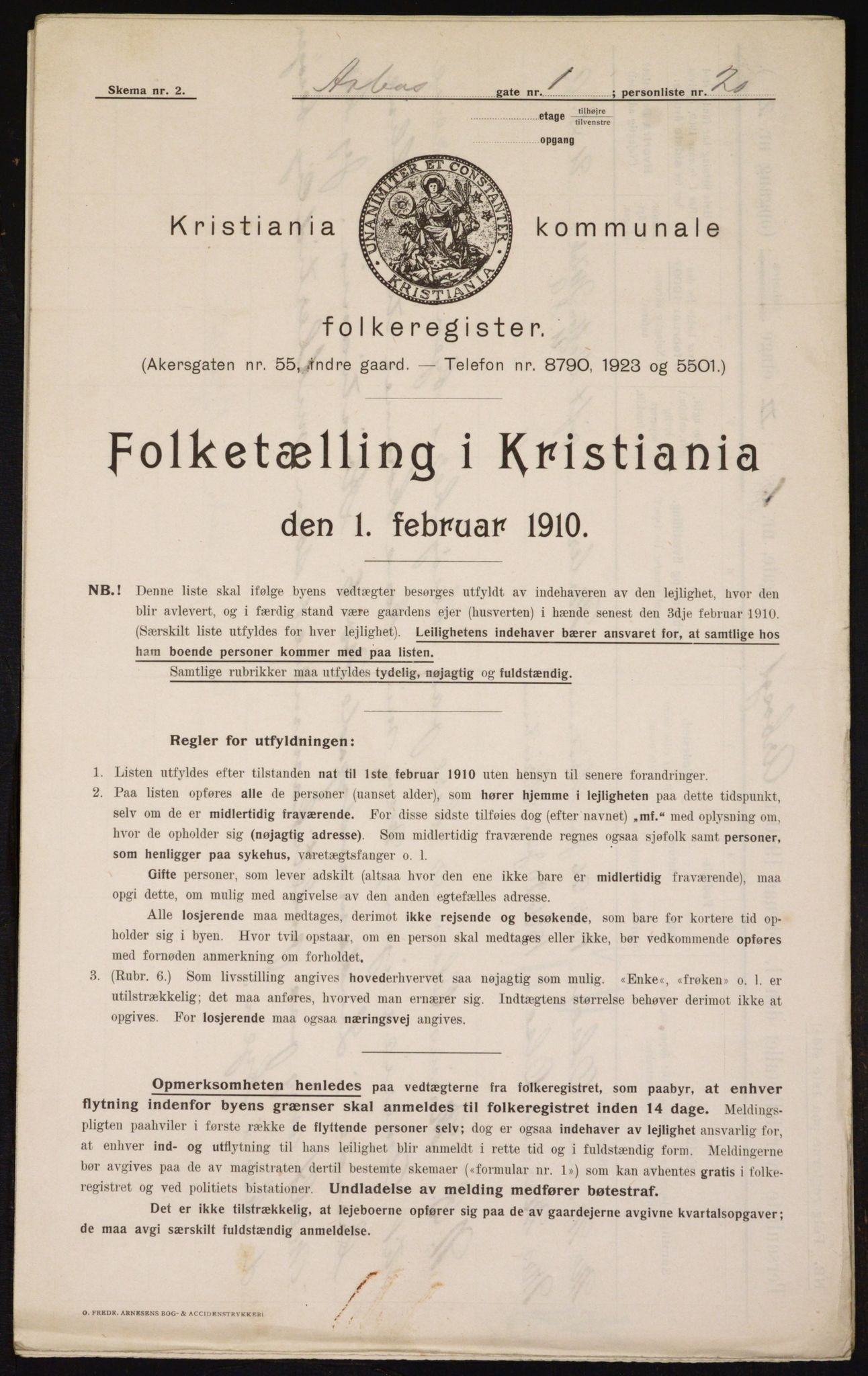 OBA, Municipal Census 1910 for Kristiania, 1910, p. 1579