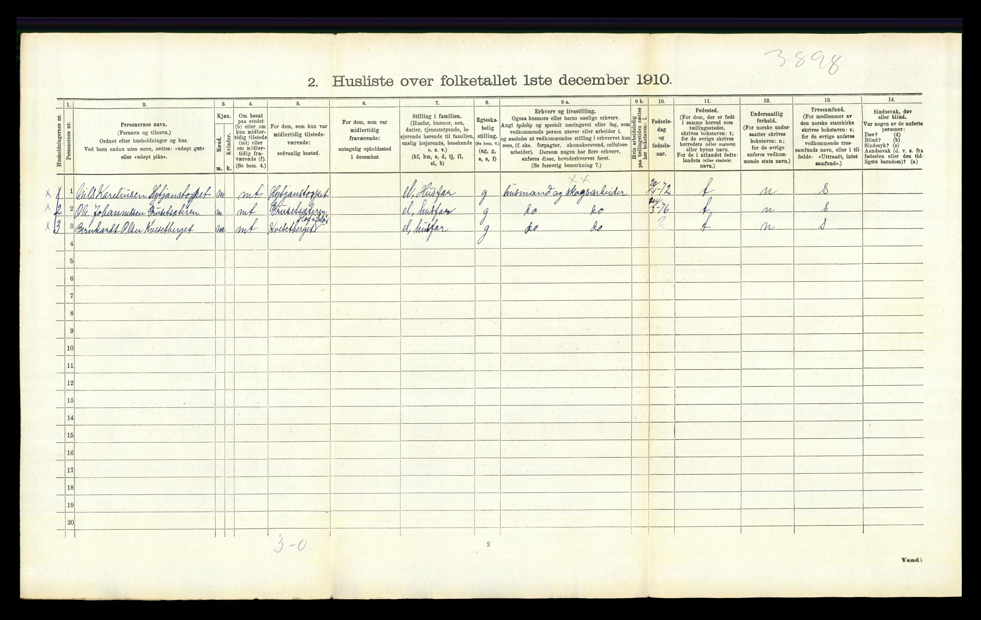 RA, 1910 census for Grue, 1910, p. 1442