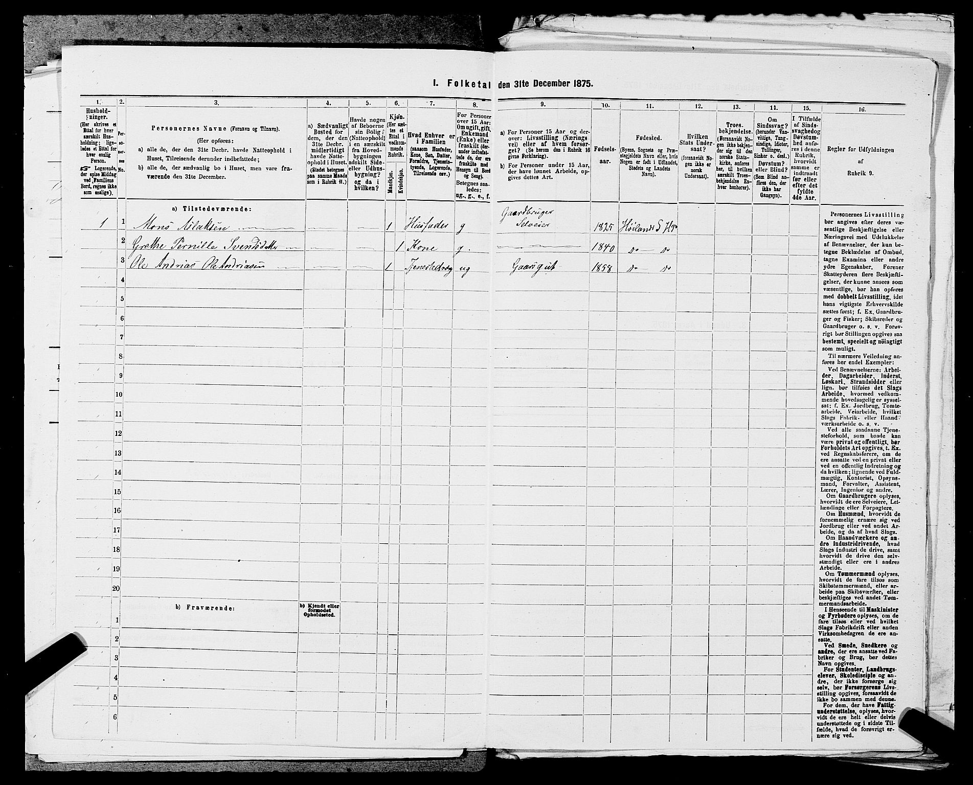 SAST, 1875 census for 1123L Høyland/Høyland, 1875, p. 1051