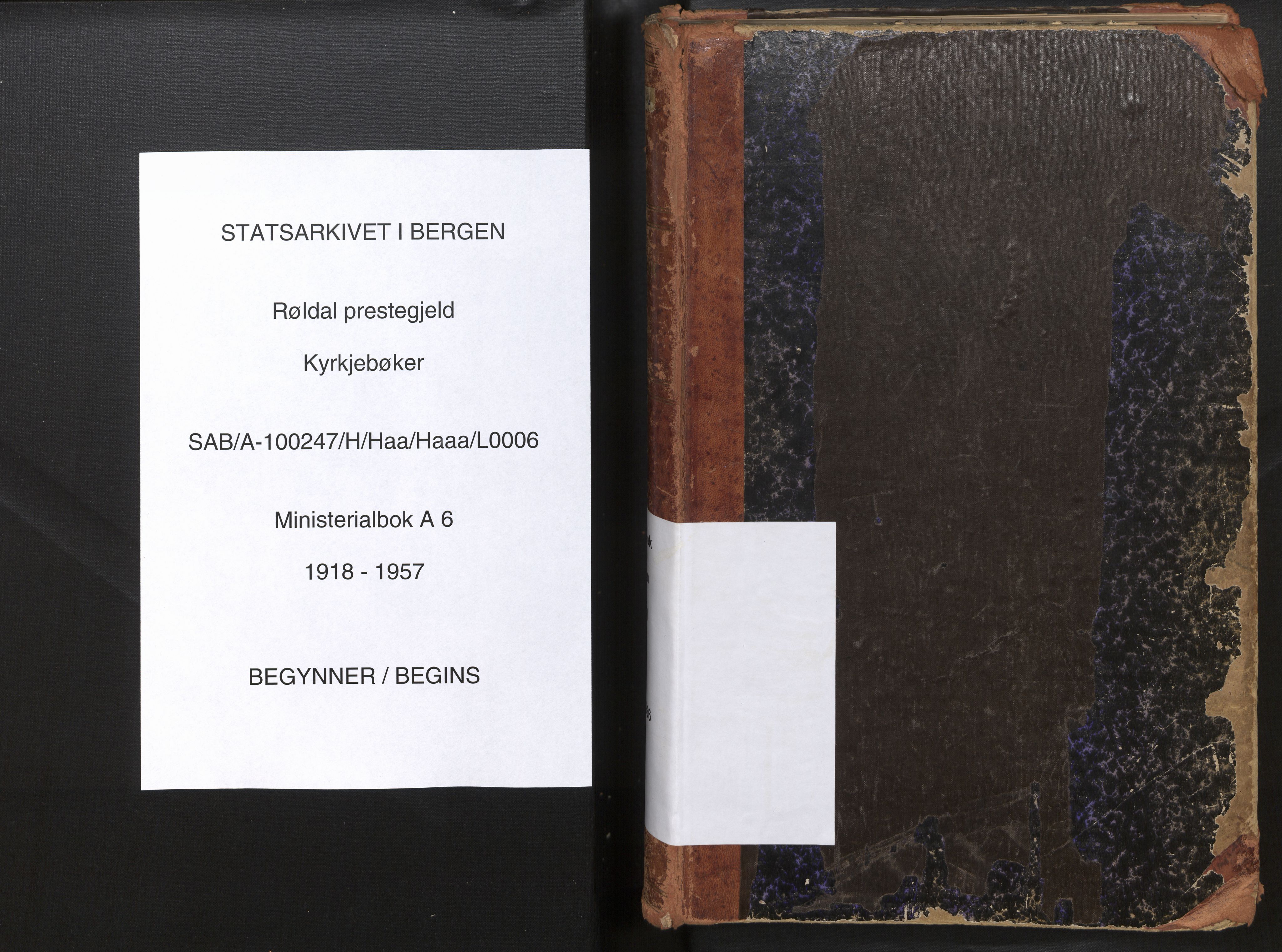 Røldal sokneprestembete, SAB/A-100247: Parish register (official) no. A 6, 1918-1957