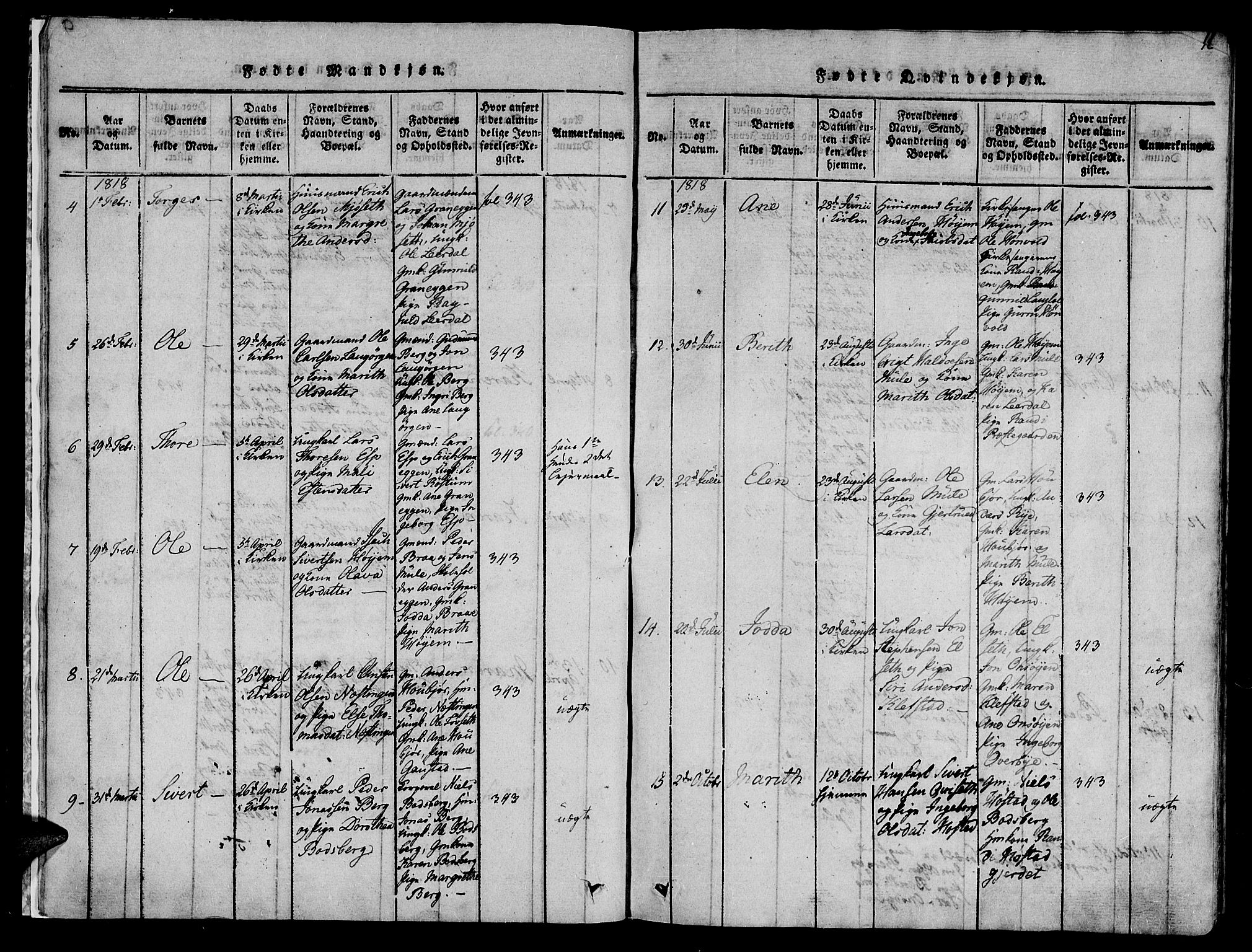 Ministerialprotokoller, klokkerbøker og fødselsregistre - Sør-Trøndelag, AV/SAT-A-1456/612/L0372: Parish register (official) no. 612A06 /1, 1816-1828, p. 10