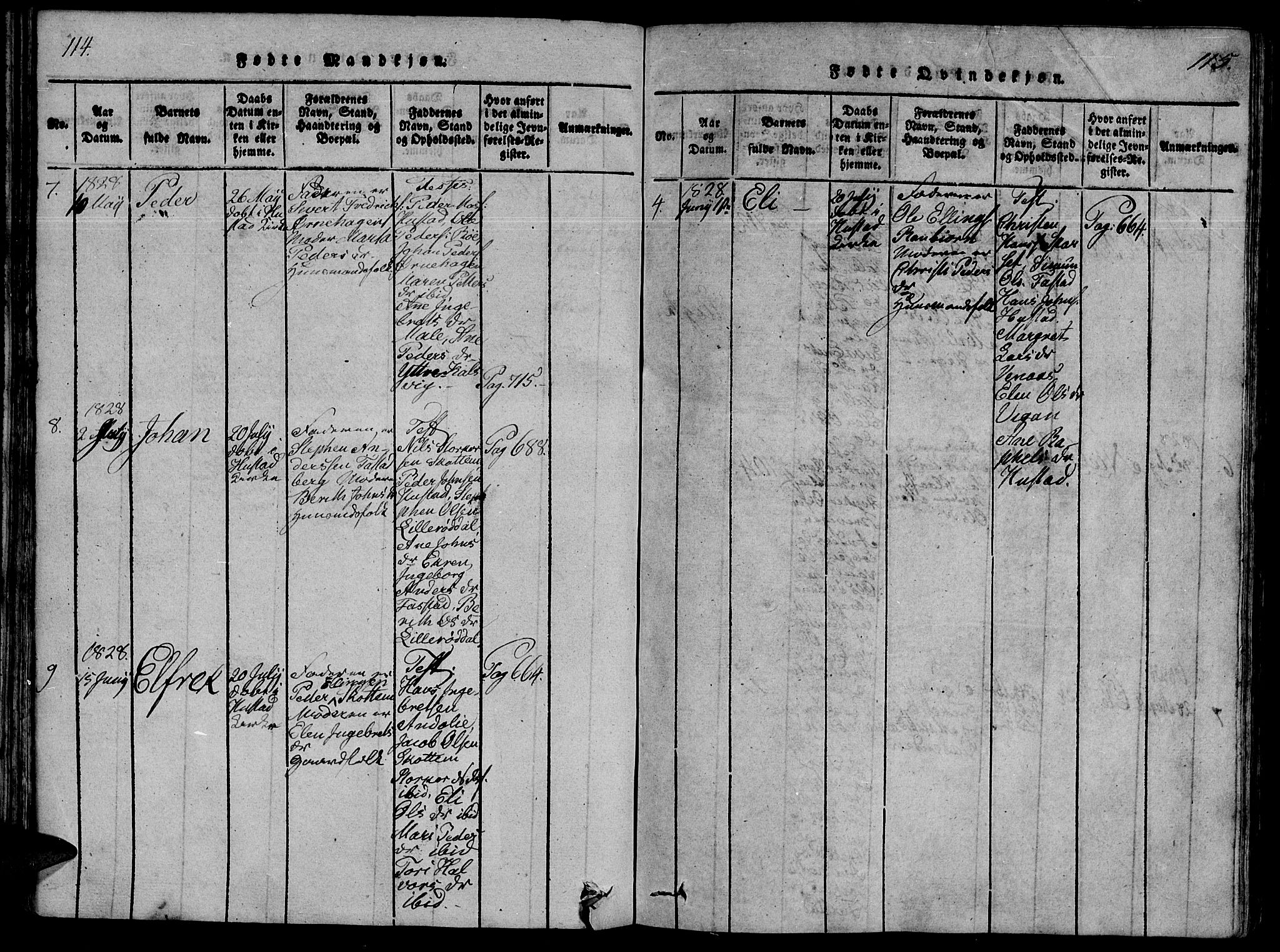 Ministerialprotokoller, klokkerbøker og fødselsregistre - Møre og Romsdal, SAT/A-1454/566/L0764: Parish register (official) no. 566A03 /2, 1817-1829, p. 114-115