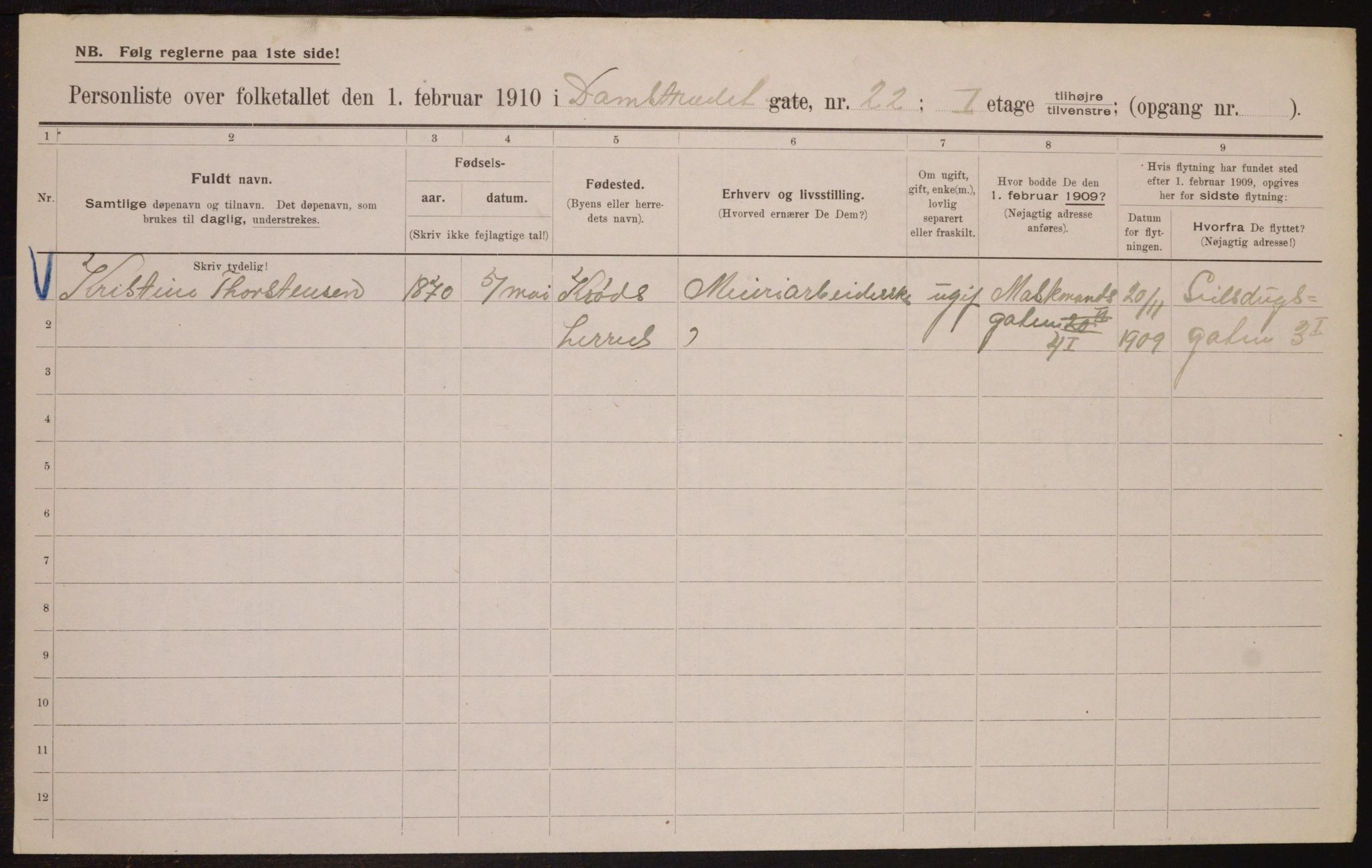 OBA, Municipal Census 1910 for Kristiania, 1910, p. 13956