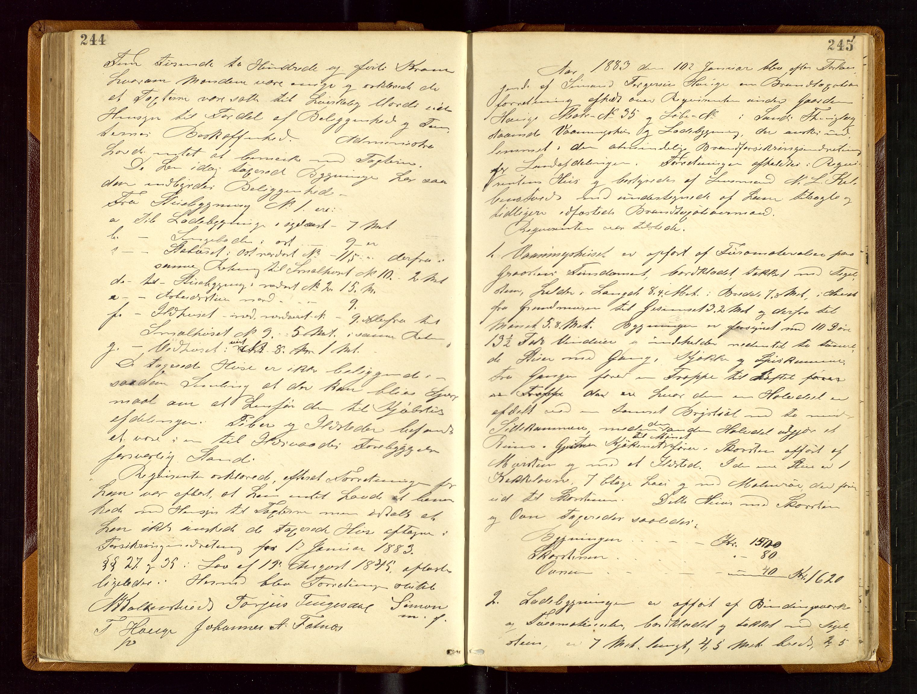 Sand lensmannskontor, AV/SAST-A-100415/Gob/L0002: Branntakstprotokoll, 1879-1894, p. 244-245