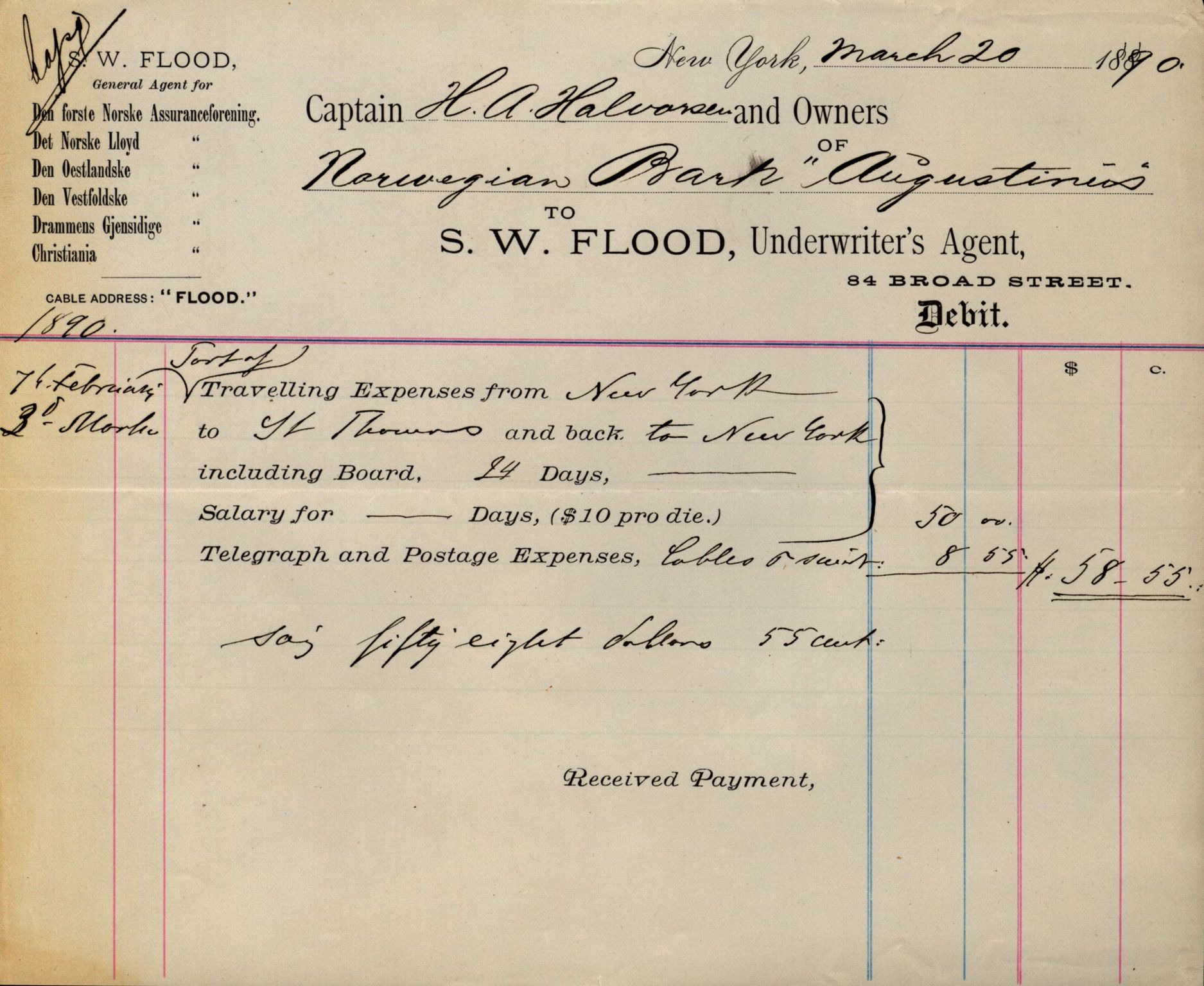 Pa 63 - Østlandske skibsassuranceforening, VEMU/A-1079/G/Ga/L0026/0008: Havaridokumenter / Bernadotte, Bardeu, Augustinus, Atlanta, Arne, 1890, p. 12