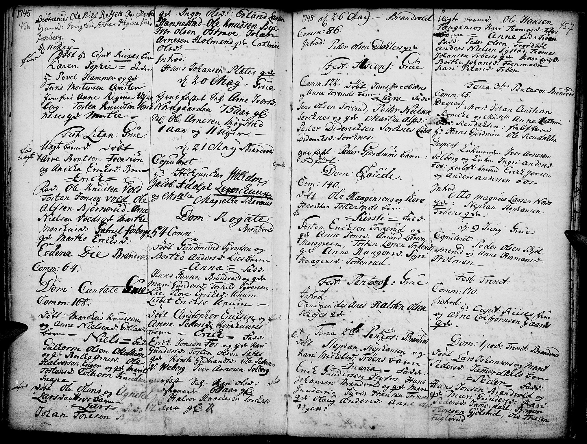 Grue prestekontor, AV/SAH-PREST-036/H/Ha/Haa/L0001: Parish register (official) no. 1, 1712-1748, p. 456-457