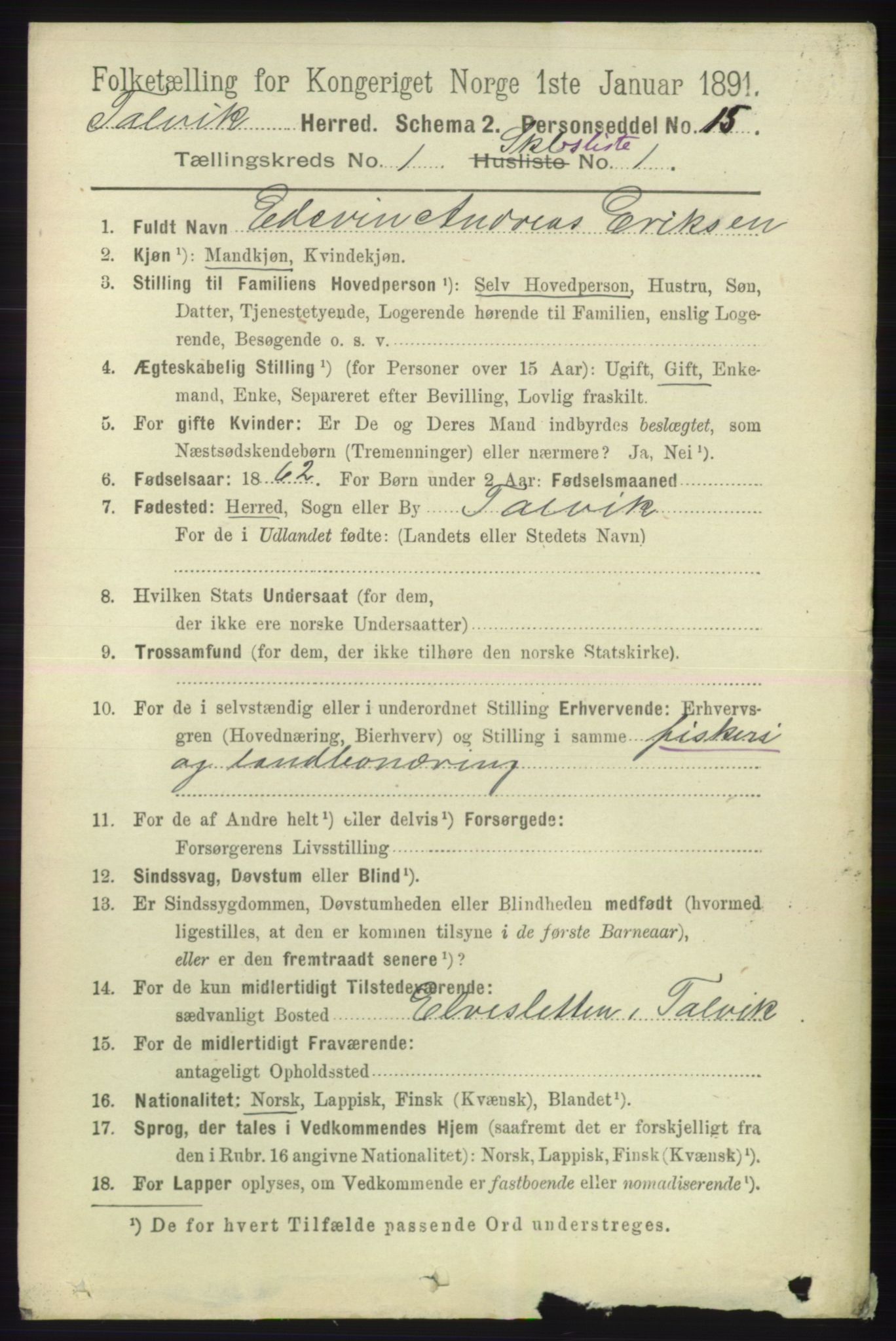 RA, 1891 census for 2013 Talvik, 1891, p. 506