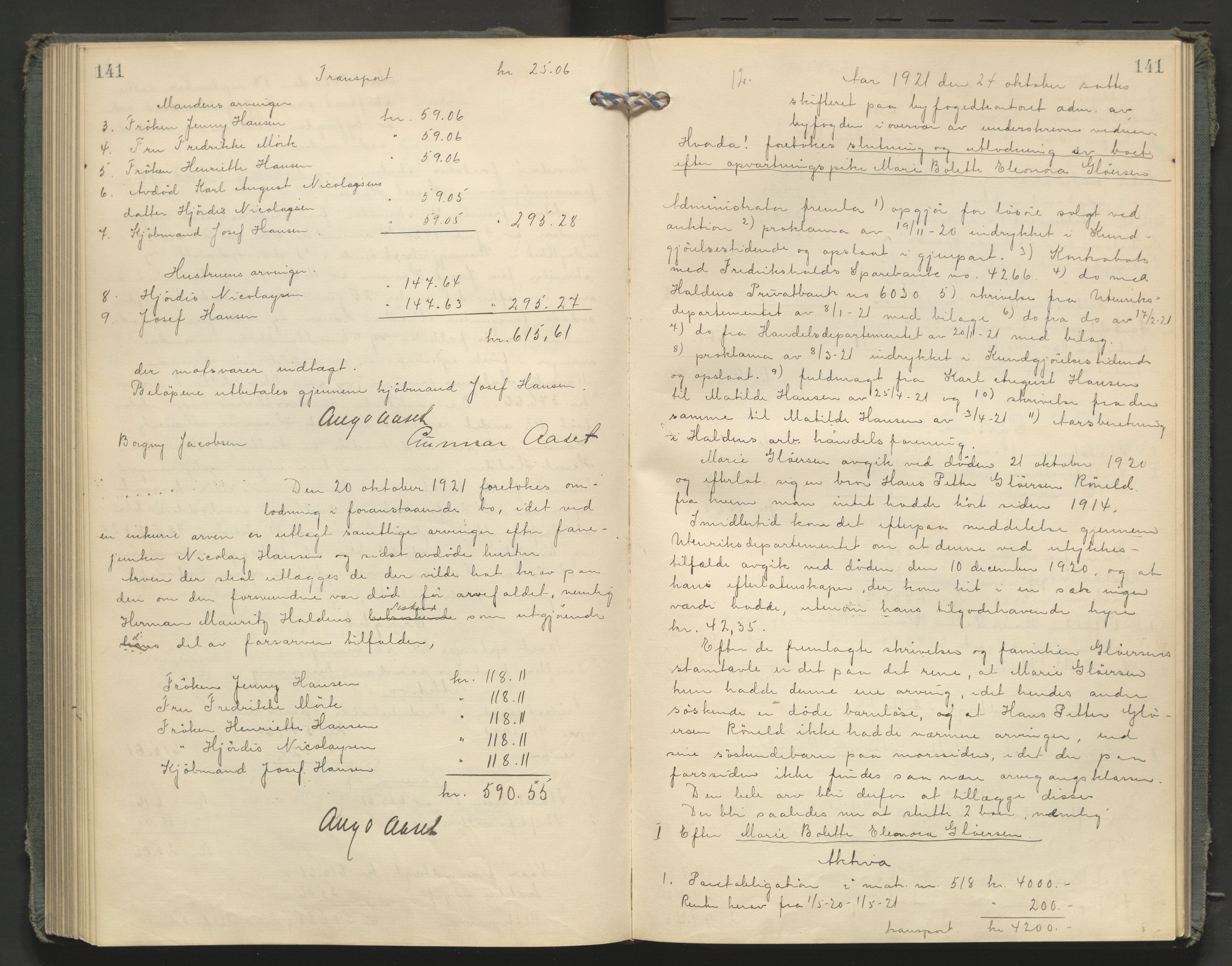 Halden byfogd, AV/SAO-A-10865/H/He/L0004: Skifteutlodningsprotokoll, 1911-1925, p. 141