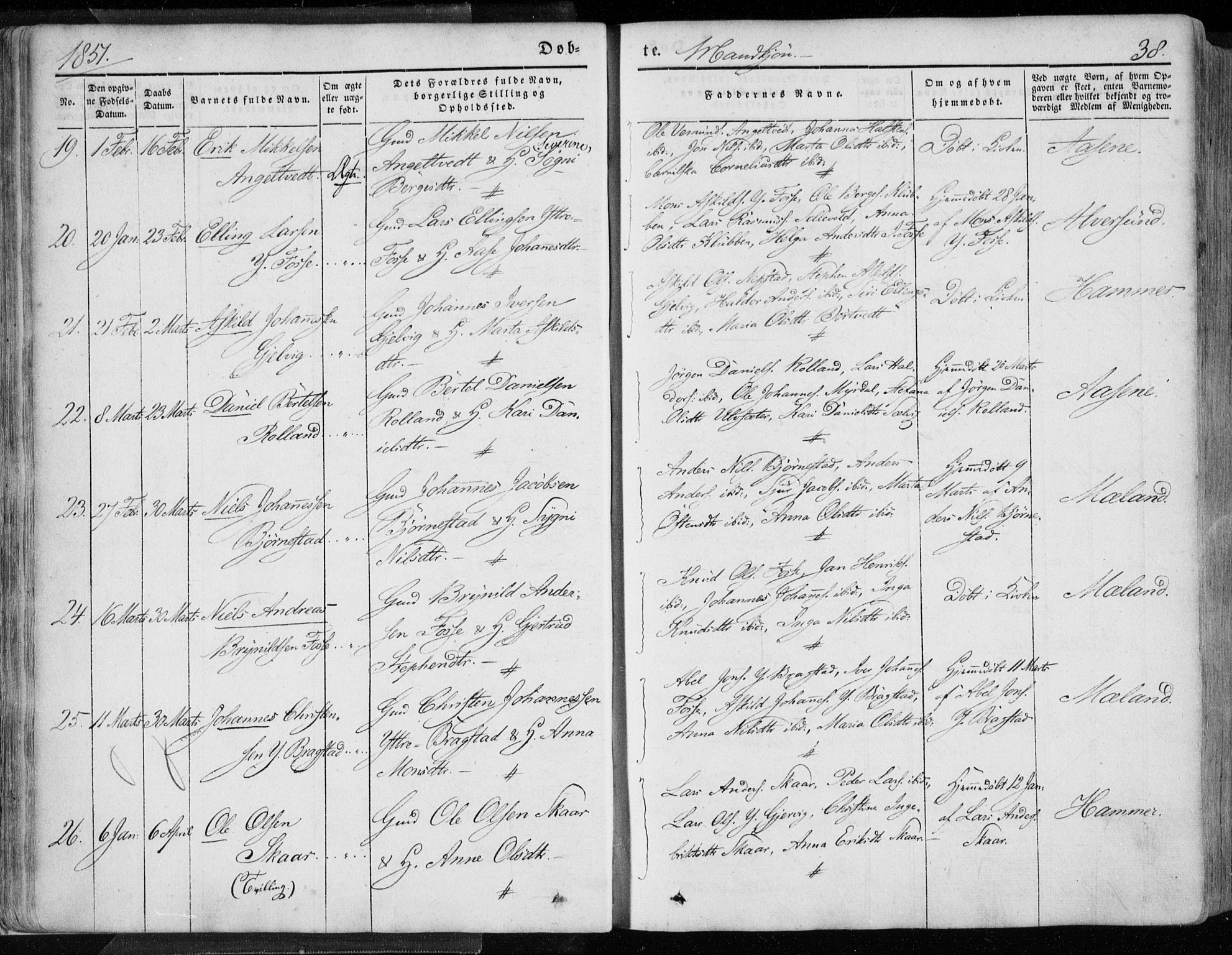 Hamre sokneprestembete, AV/SAB-A-75501/H/Ha/Haa/Haaa/L0013: Parish register (official) no. A 13, 1846-1857, p. 38