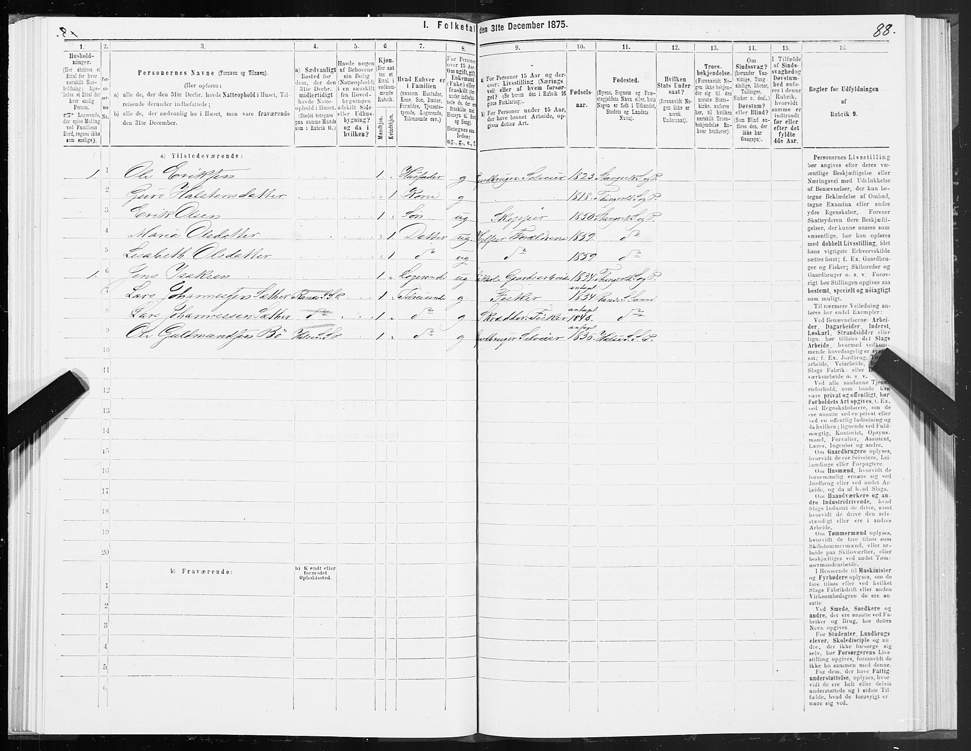 SAT, 1875 census for 1564P Stangvik, 1875, p. 2088