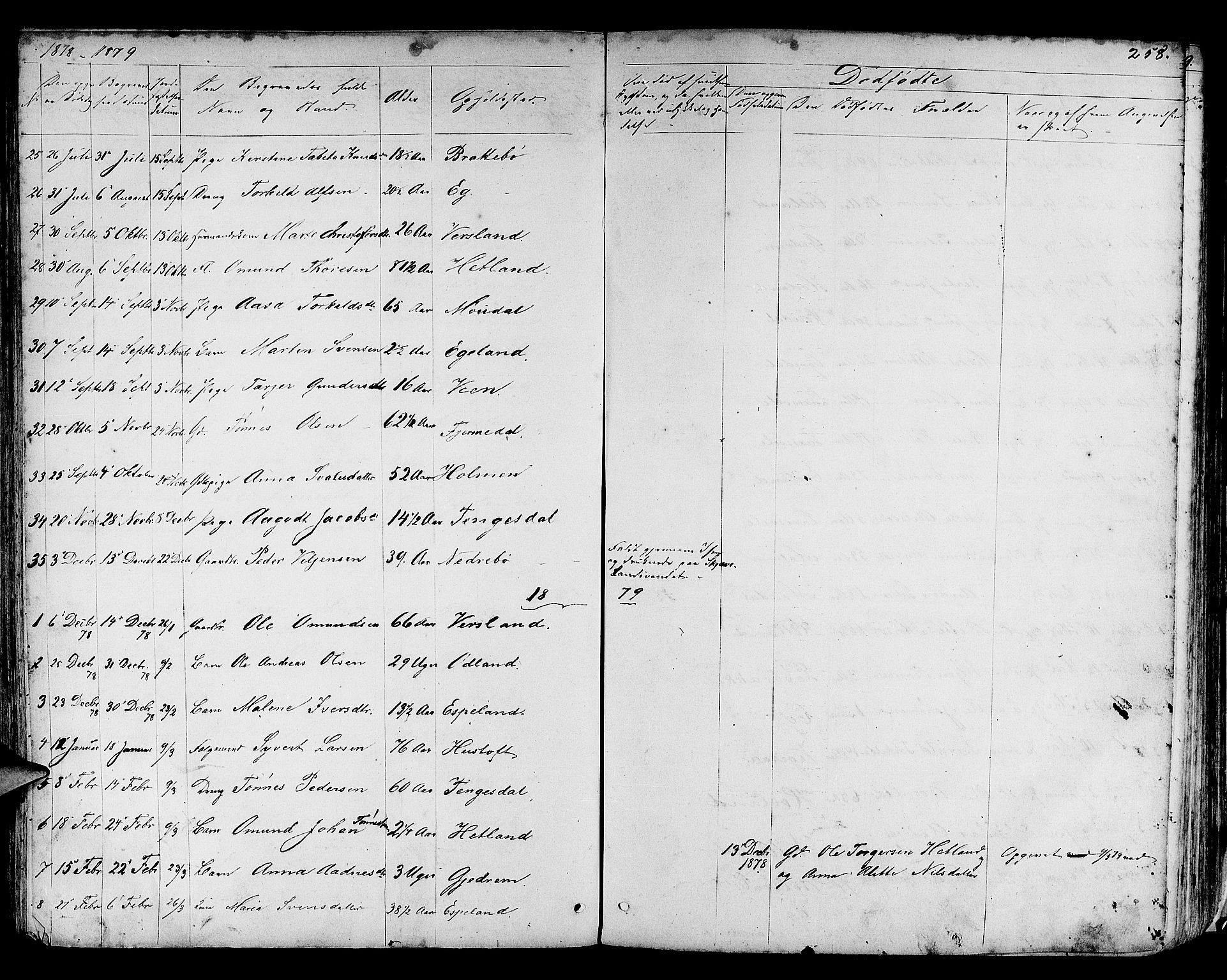 Helleland sokneprestkontor, SAST/A-101810: Parish register (copy) no. B 3, 1847-1886, p. 258