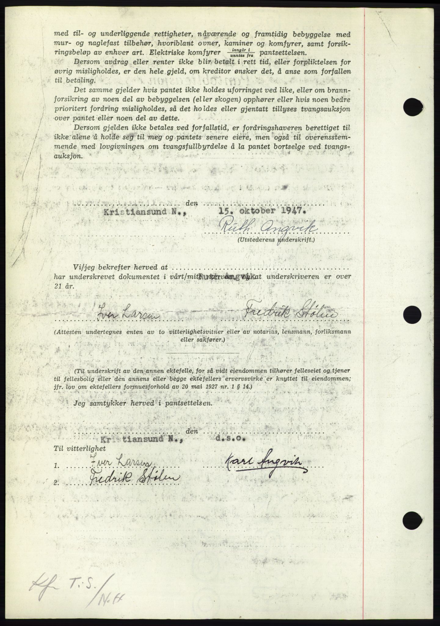 Nordmøre sorenskriveri, AV/SAT-A-4132/1/2/2Ca: Mortgage book no. B97, 1947-1948, Diary no: : 2471/1947