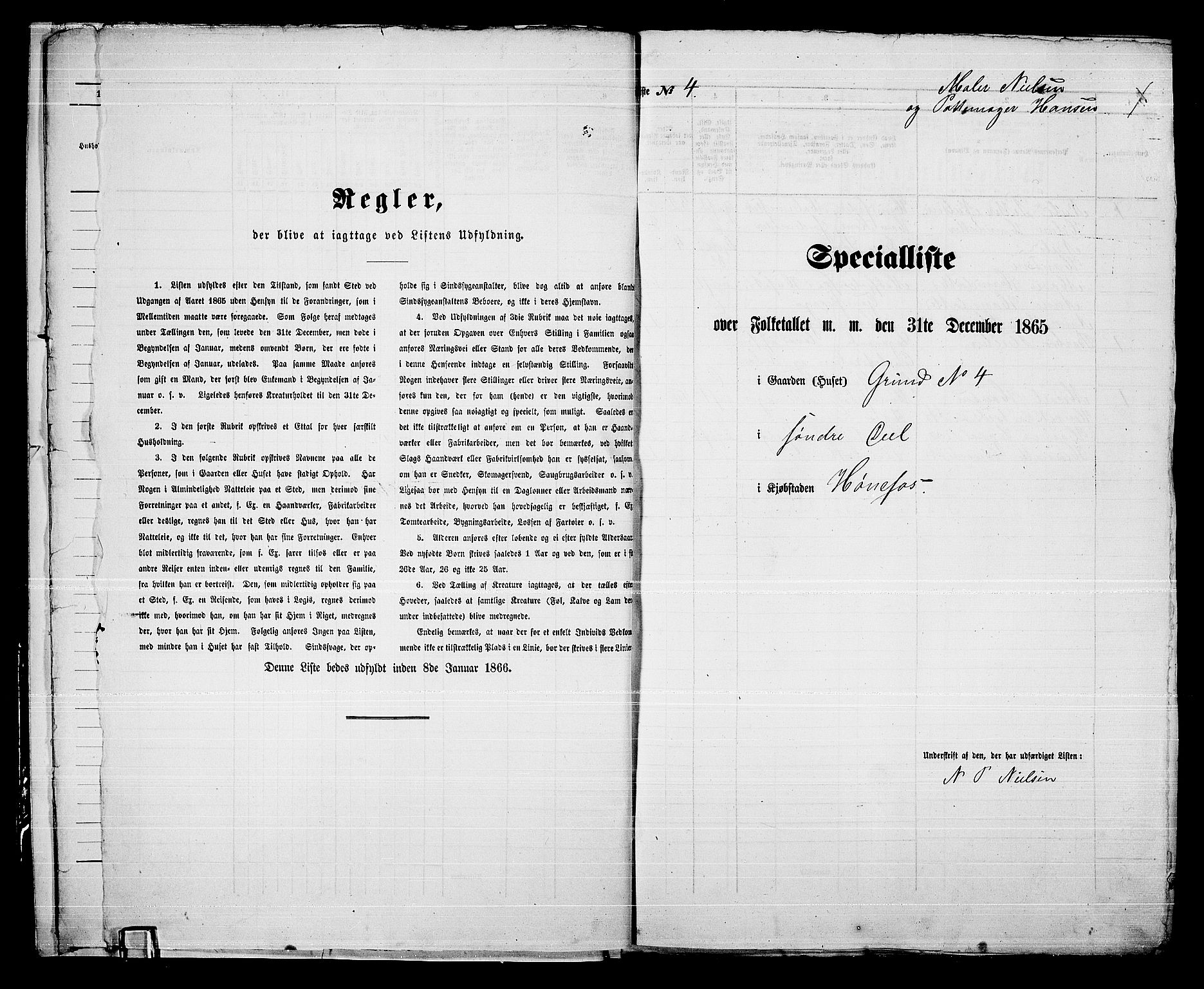 RA, 1865 census for Norderhov/Hønefoss, 1865, p. 13