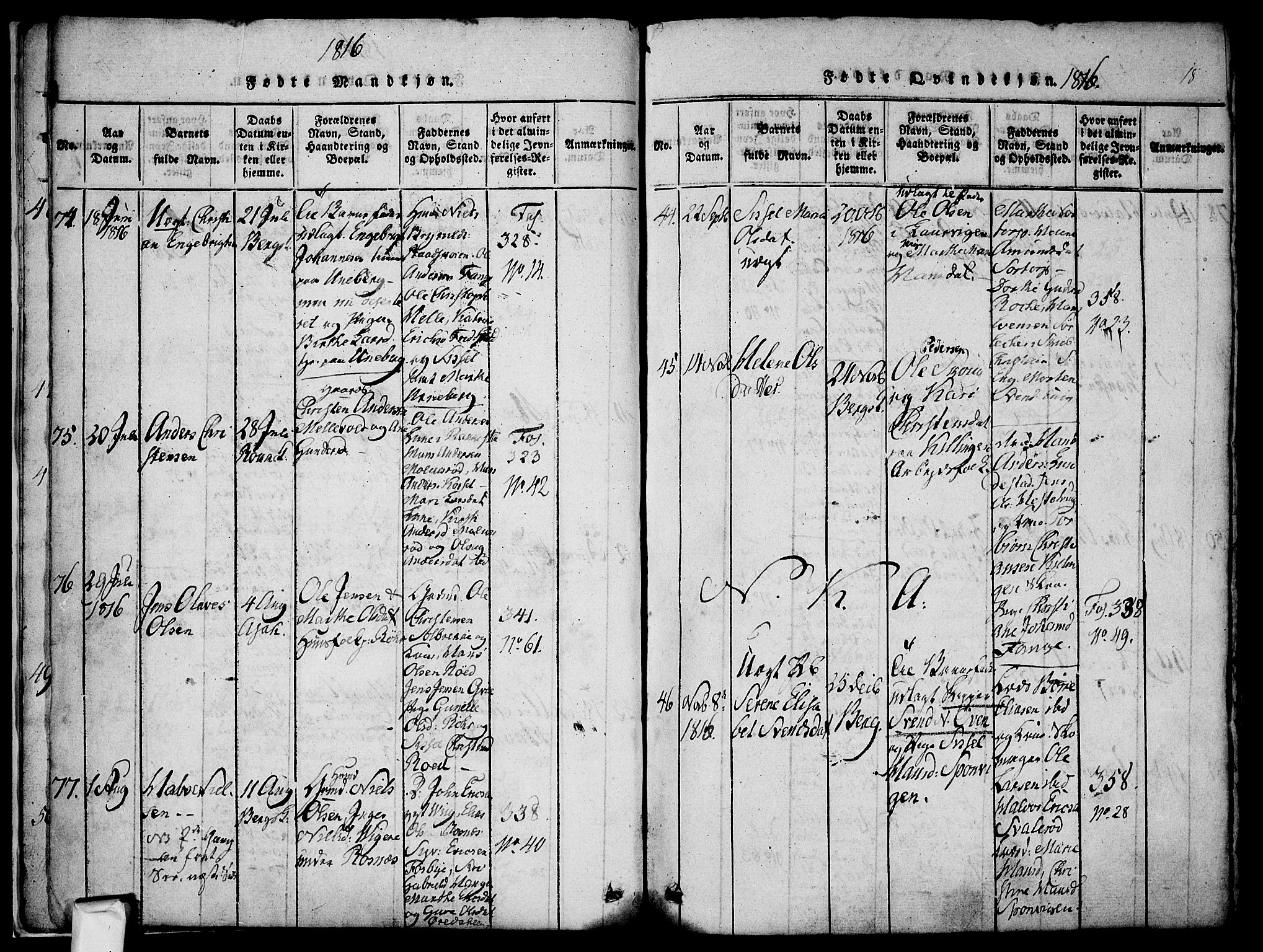 Berg prestekontor Kirkebøker, AV/SAO-A-10902/F/Fa/L0002: Parish register (official) no. I 2, 1815-1831, p. 18