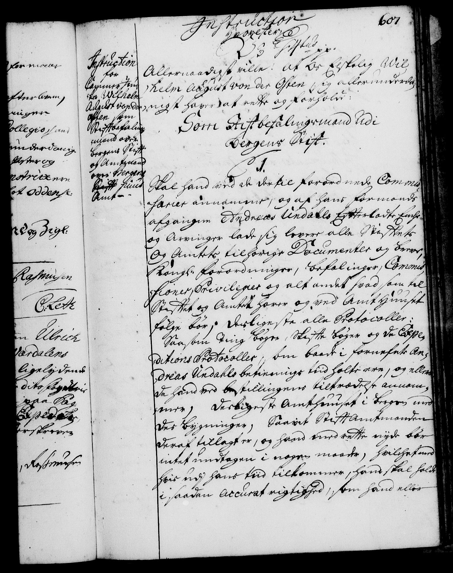Rentekammeret, Kammerkanselliet, RA/EA-3111/G/Gg/Ggi/L0001: Norsk instruksjonsprotokoll med register (merket RK 53.34), 1720-1729, p. 607