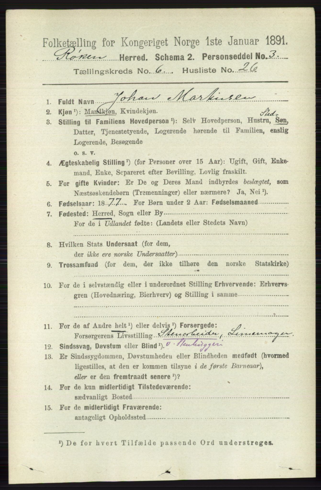 RA, 1891 census for 0627 Røyken, 1891, p. 3766