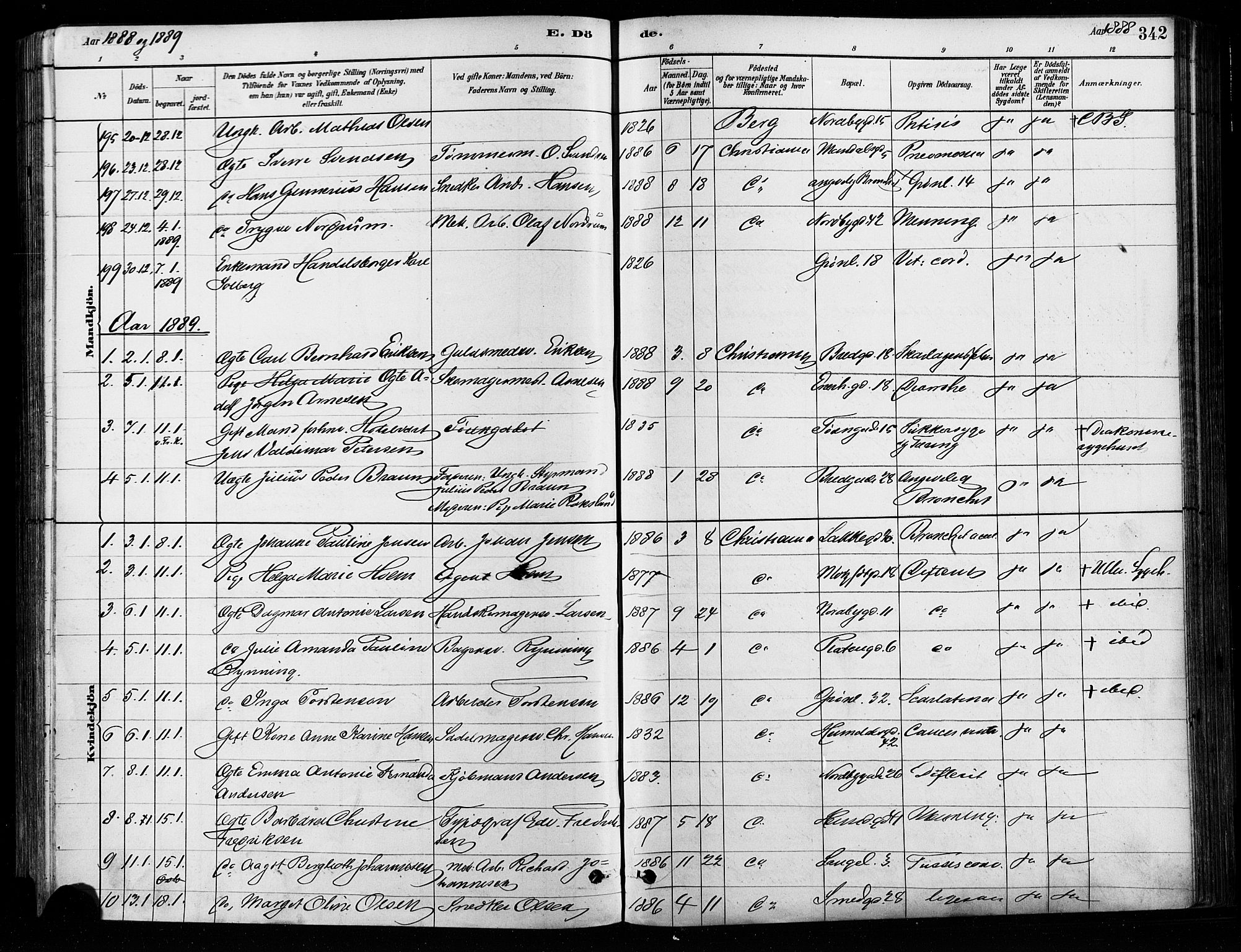 Grønland prestekontor Kirkebøker, SAO/A-10848/F/Fa/L0008: Parish register (official) no. 8, 1881-1893, p. 342