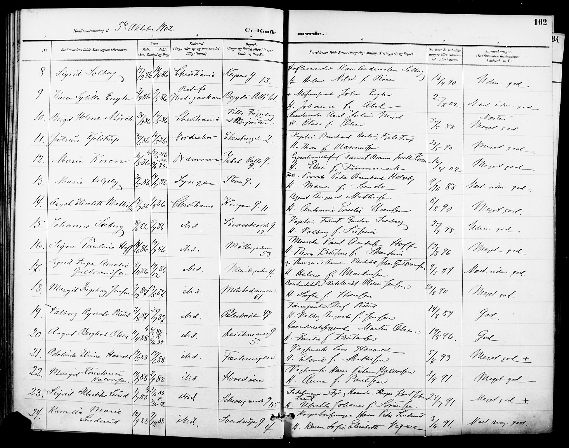 Garnisonsmenigheten Kirkebøker, SAO/A-10846/F/Fa/L0013: Parish register (official) no. 13, 1894-1904, p. 162