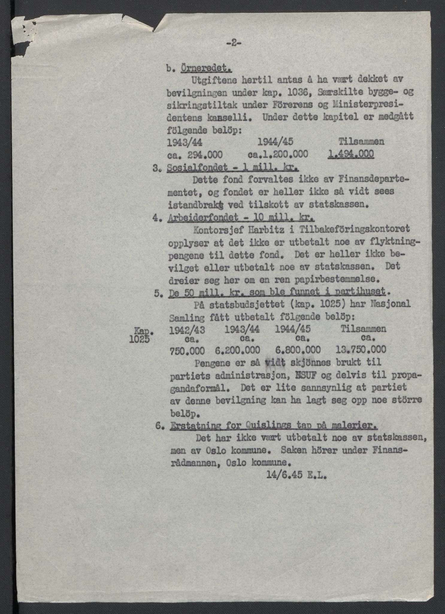 Landssvikarkivet, Oslo politikammer, AV/RA-S-3138-01/D/Da/L0003: Dnr. 29, 1945, p. 2836