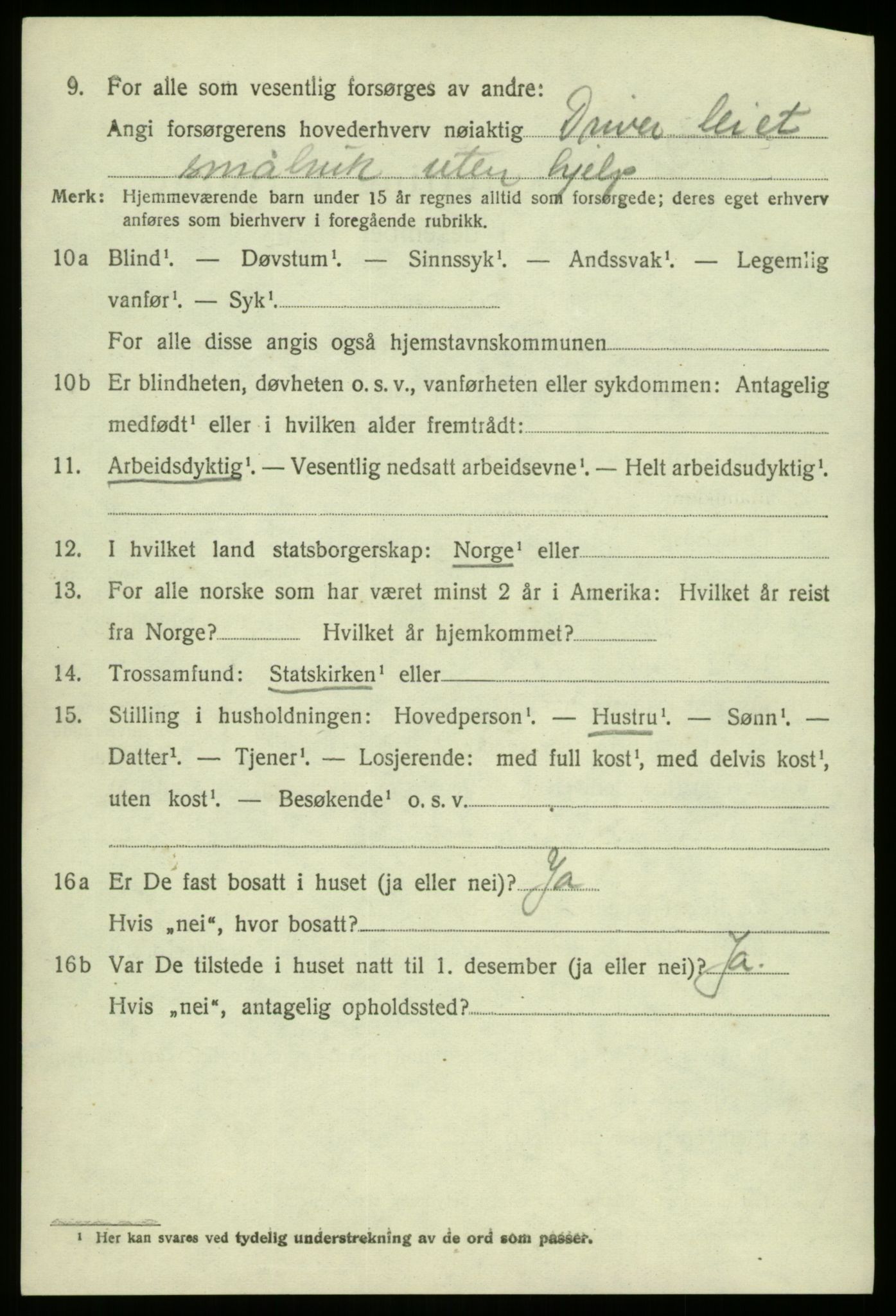 SAB, 1920 census for Lavik, 1920, p. 395