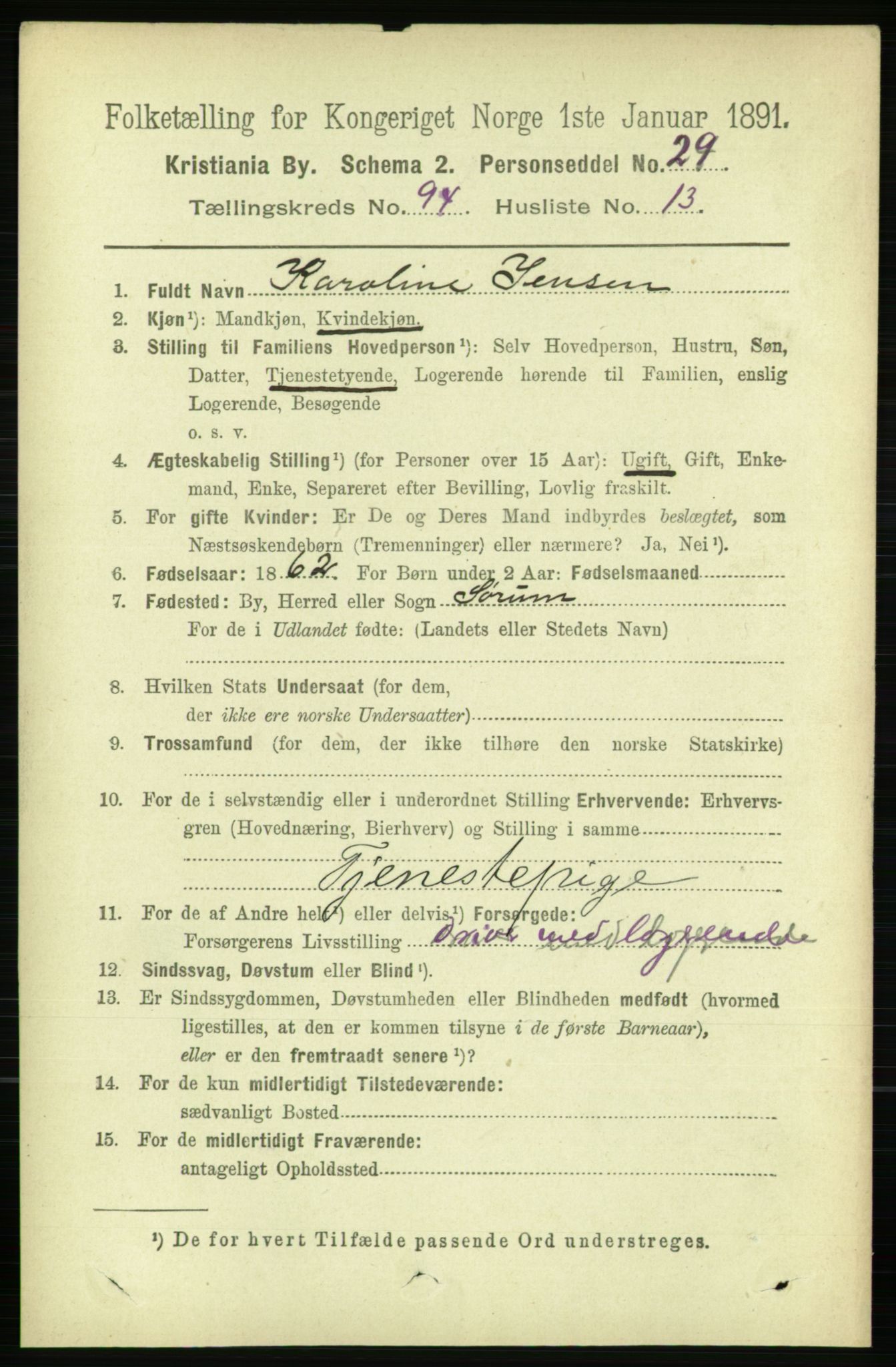 RA, 1891 census for 0301 Kristiania, 1891, p. 46253