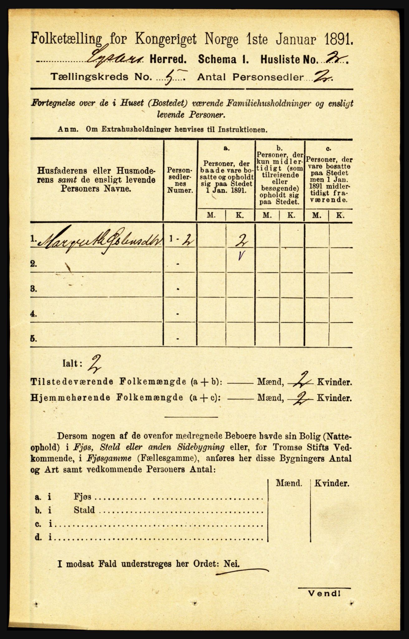 RA, 1891 census for 1426 Luster, 1891, p. 1479