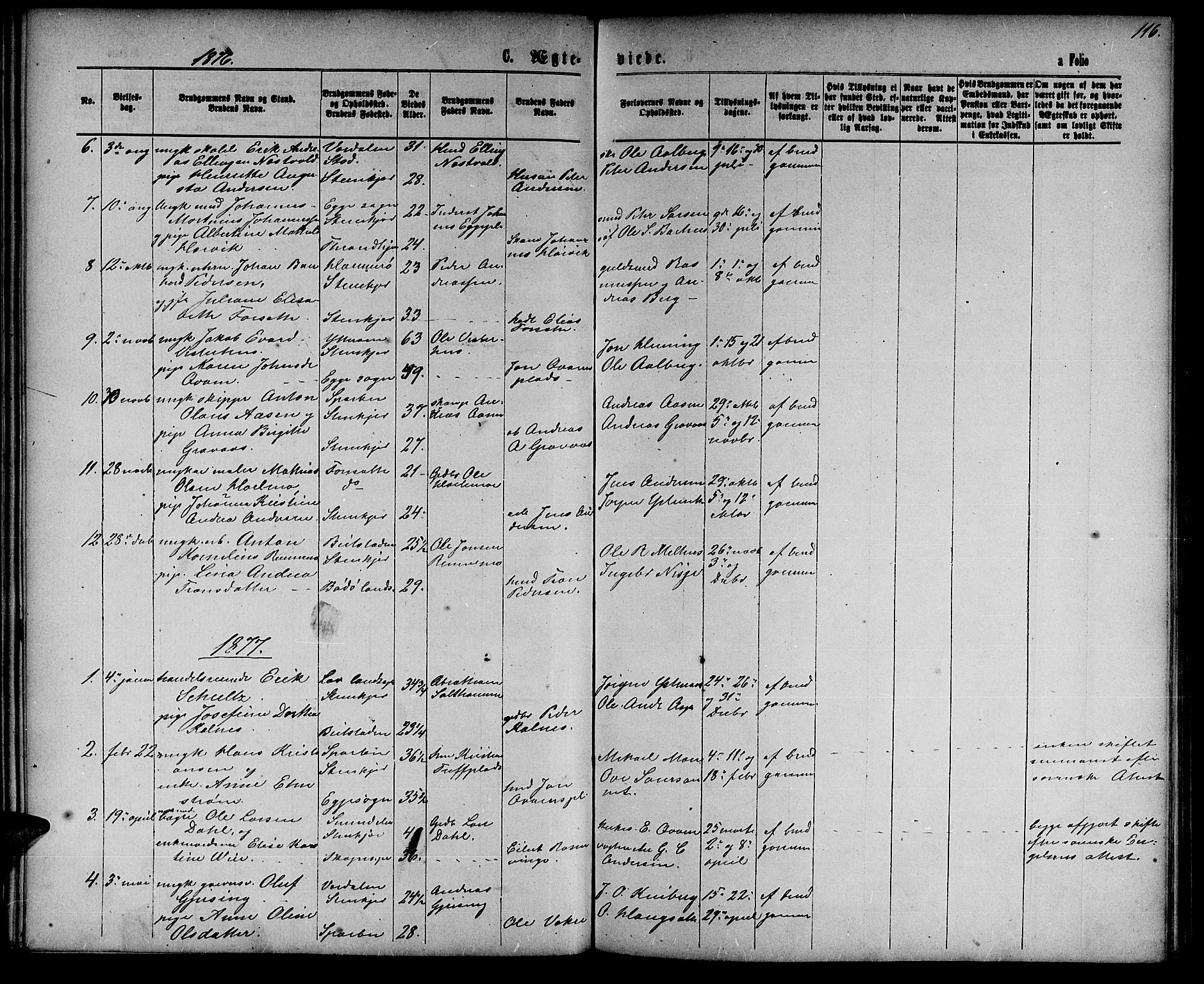 Ministerialprotokoller, klokkerbøker og fødselsregistre - Nord-Trøndelag, AV/SAT-A-1458/739/L0373: Parish register (copy) no. 739C01, 1865-1882, p. 116