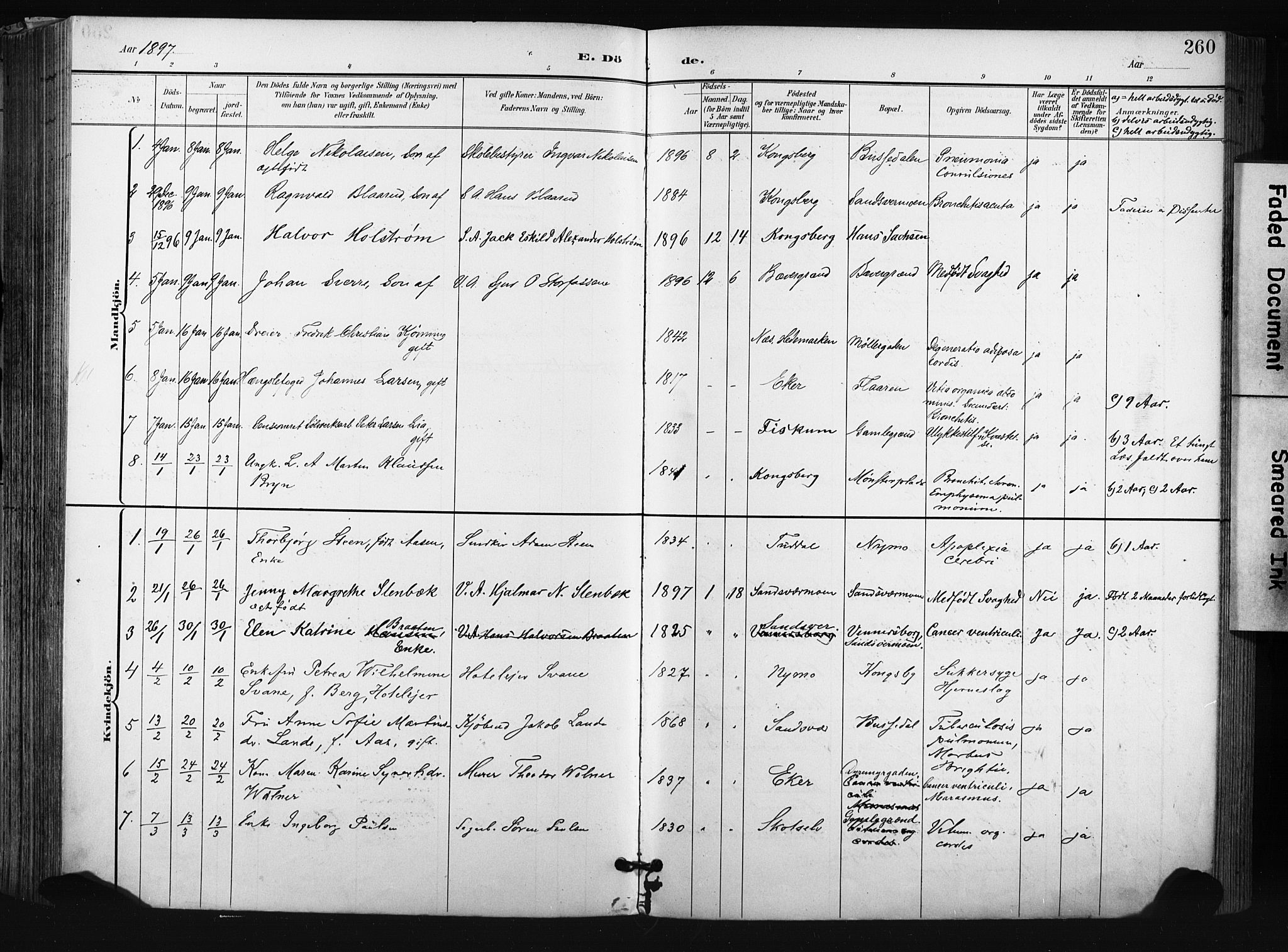 Kongsberg kirkebøker, AV/SAKO-A-22/F/Fb/L0003: Parish register (official) no. II 3, 1896-1905, p. 260