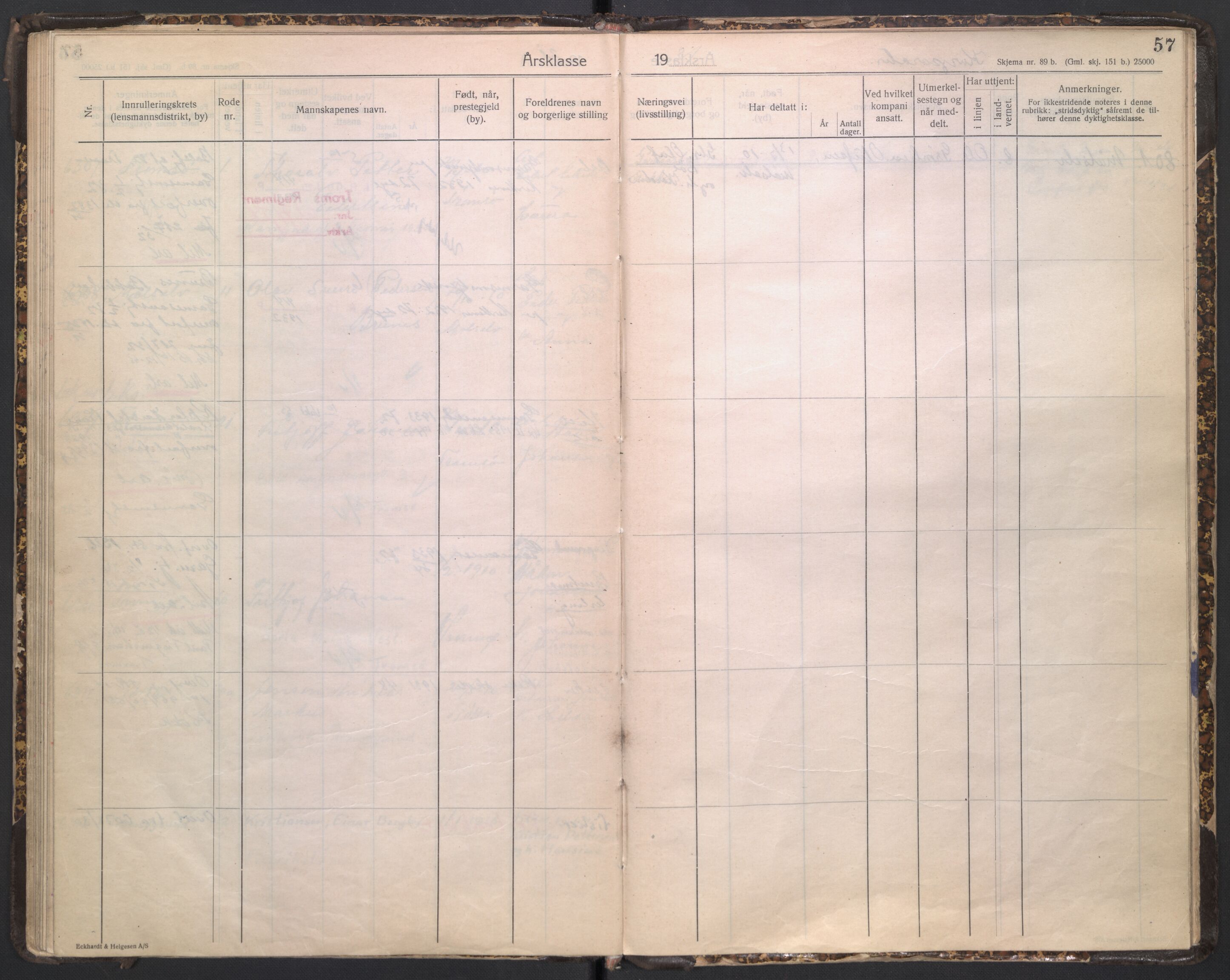 Forsvaret, Troms infanteriregiment nr. 16, AV/RA-RAFA-3146/P/Pa/L0005/0006: Ruller / Rulle for Bardu bataljons menige mannskaper, årsklasse 1931, 1931, p. 57