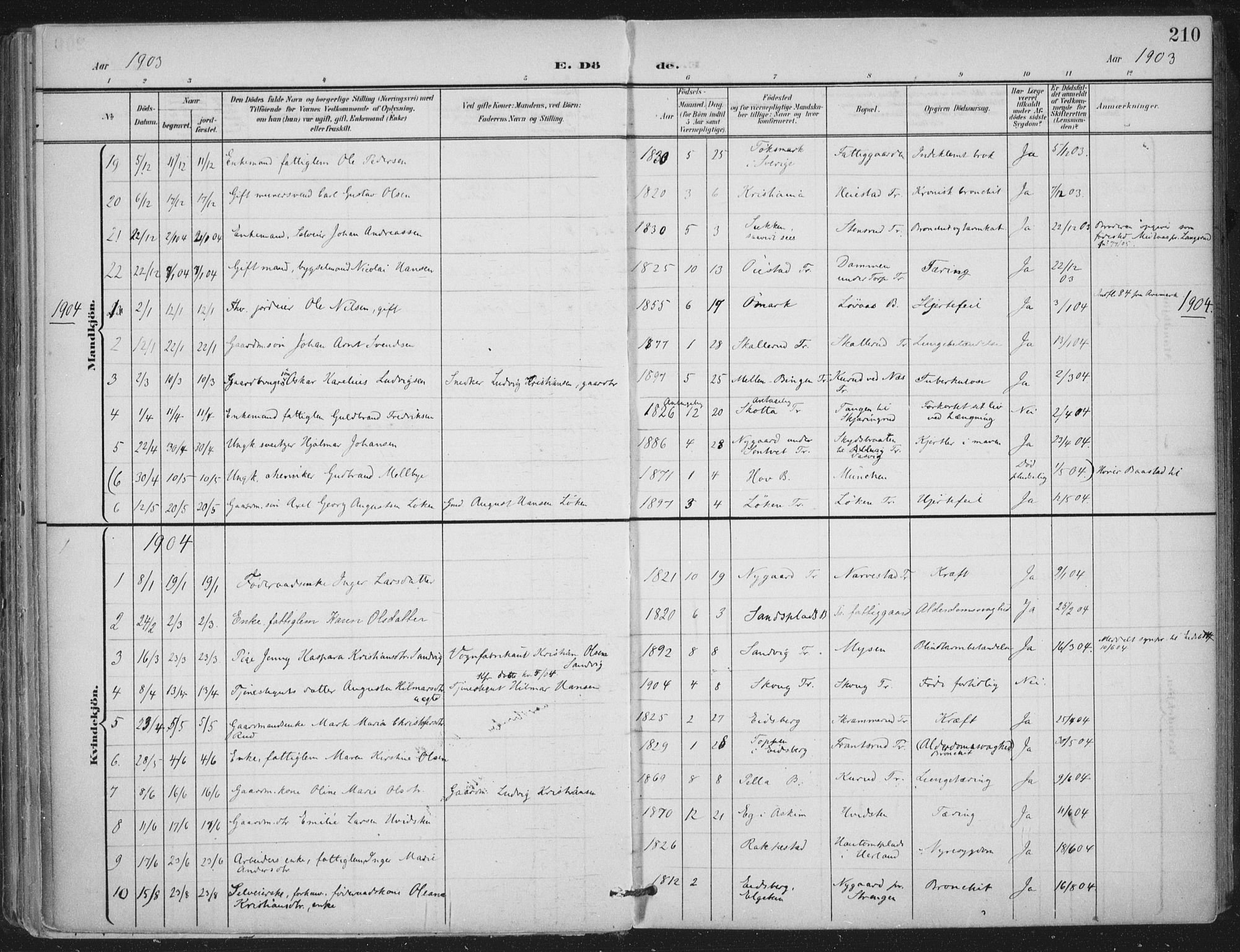 Trøgstad prestekontor Kirkebøker, AV/SAO-A-10925/F/Fa/L0011: Parish register (official) no. I 11, 1899-1919, p. 210