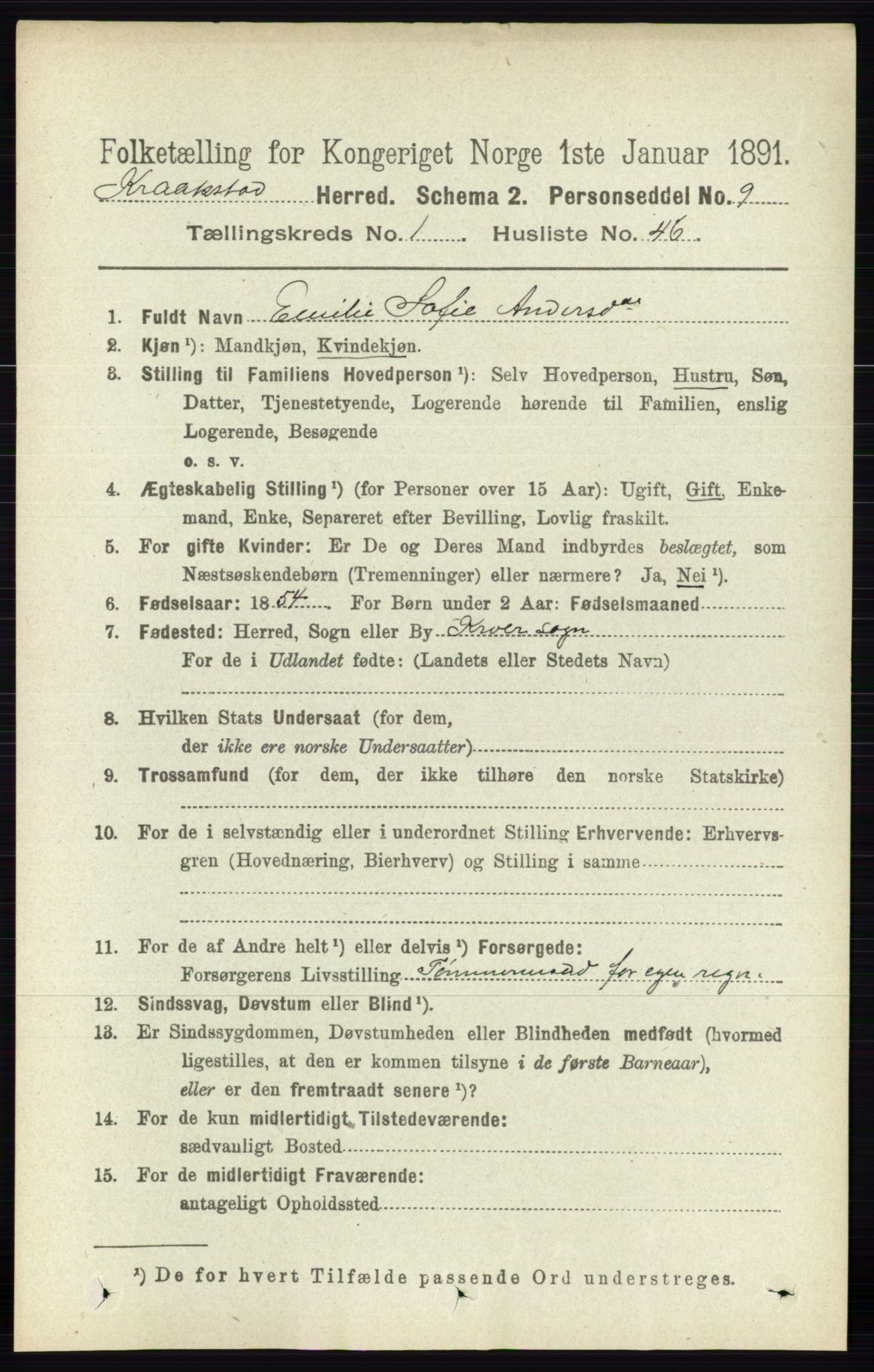 RA, 1891 census for 0212 Kråkstad, 1891, p. 416