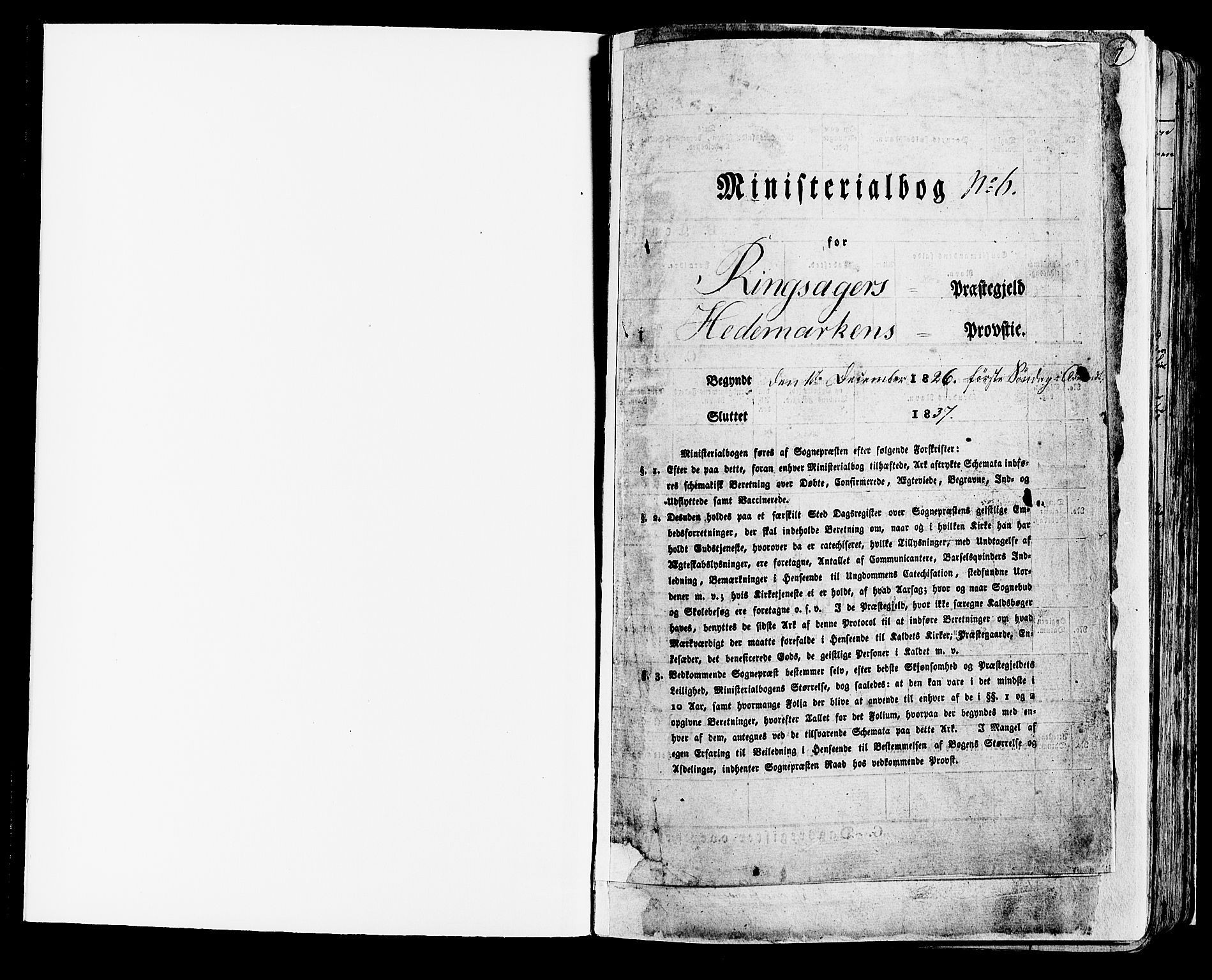 Ringsaker prestekontor, SAH/PREST-014/K/Ka/L0007: Parish register (official) no. 7A, 1826-1837