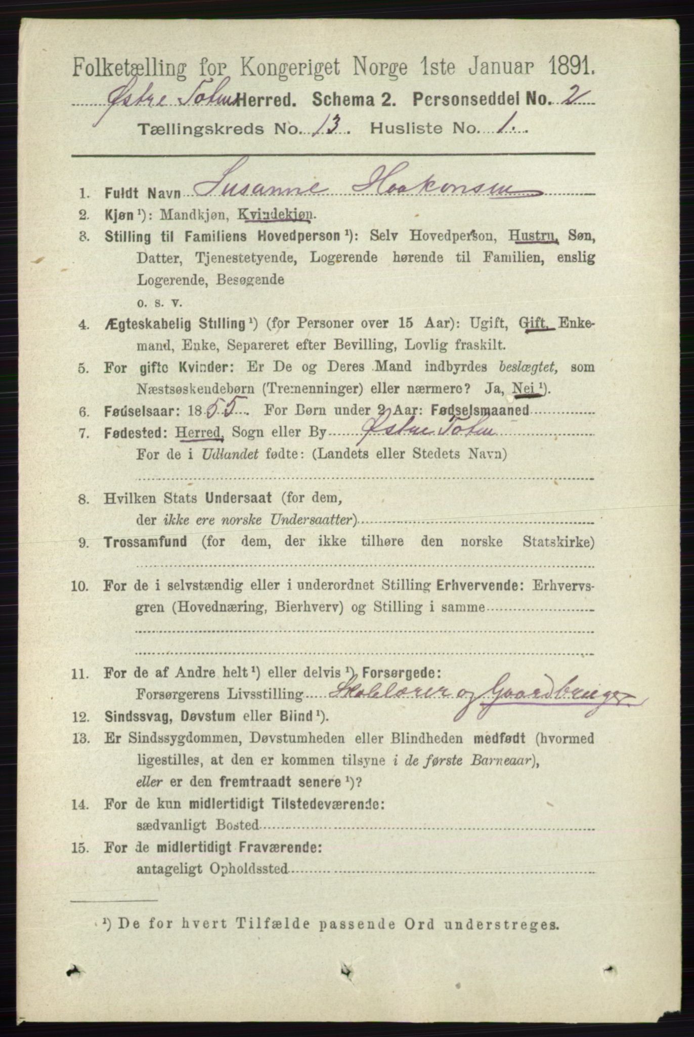 RA, 1891 census for 0528 Østre Toten, 1891, p. 8462