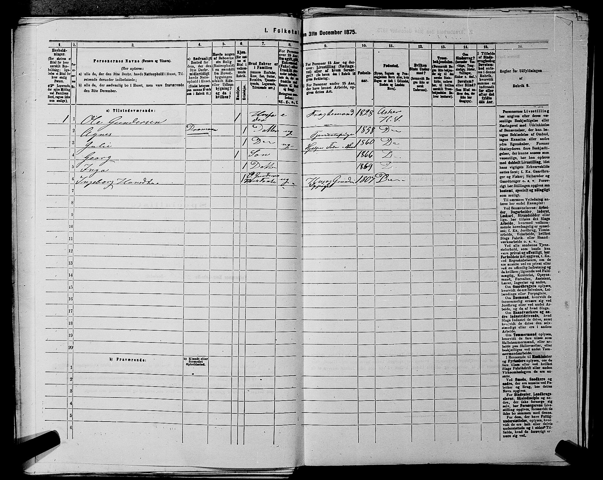 RA, 1875 census for 0220P Asker, 1875, p. 418