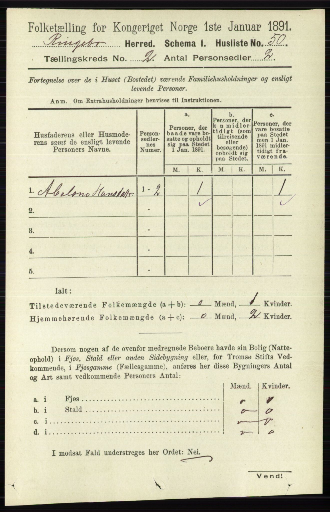 RA, 1891 census for 0520 Ringebu, 1891, p. 385