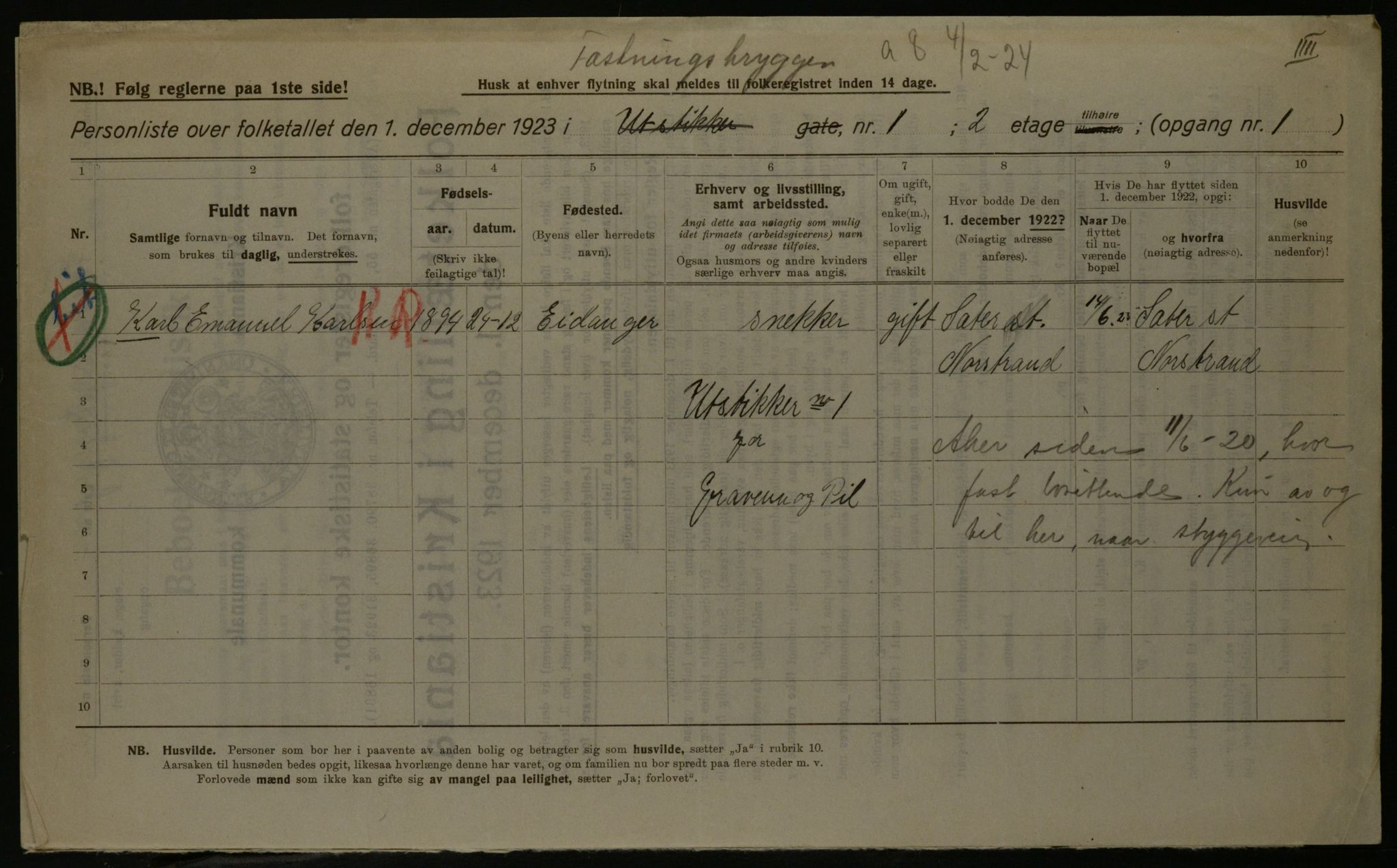 OBA, Municipal Census 1923 for Kristiania, 1923, p. 27278