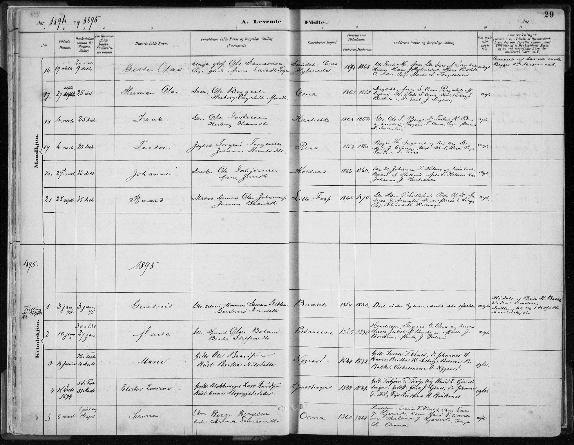 Strandebarm sokneprestembete, AV/SAB-A-78401/H/Haa: Parish register (official) no. B  1, 1886-1908, p. 29