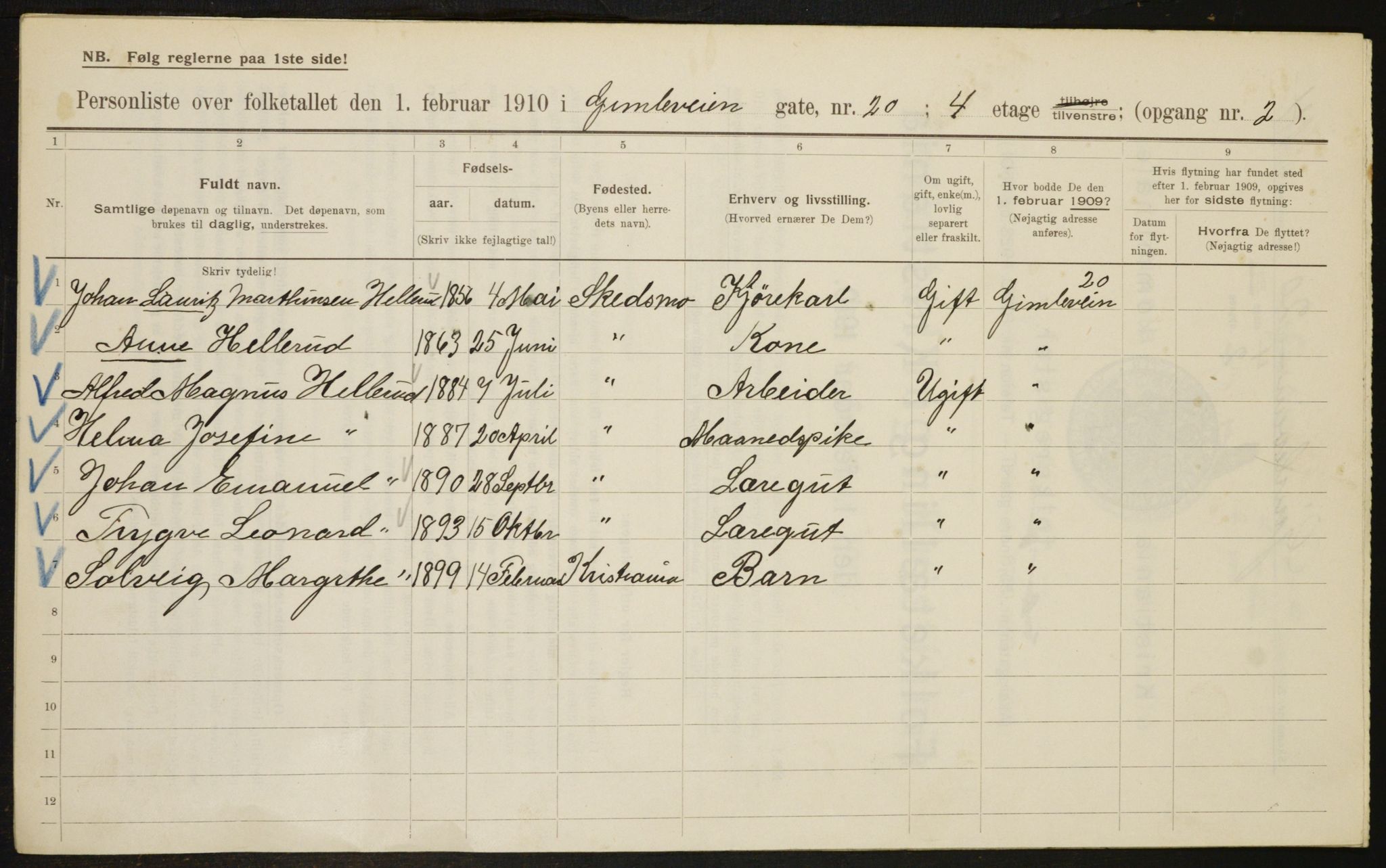 OBA, Municipal Census 1910 for Kristiania, 1910, p. 27751