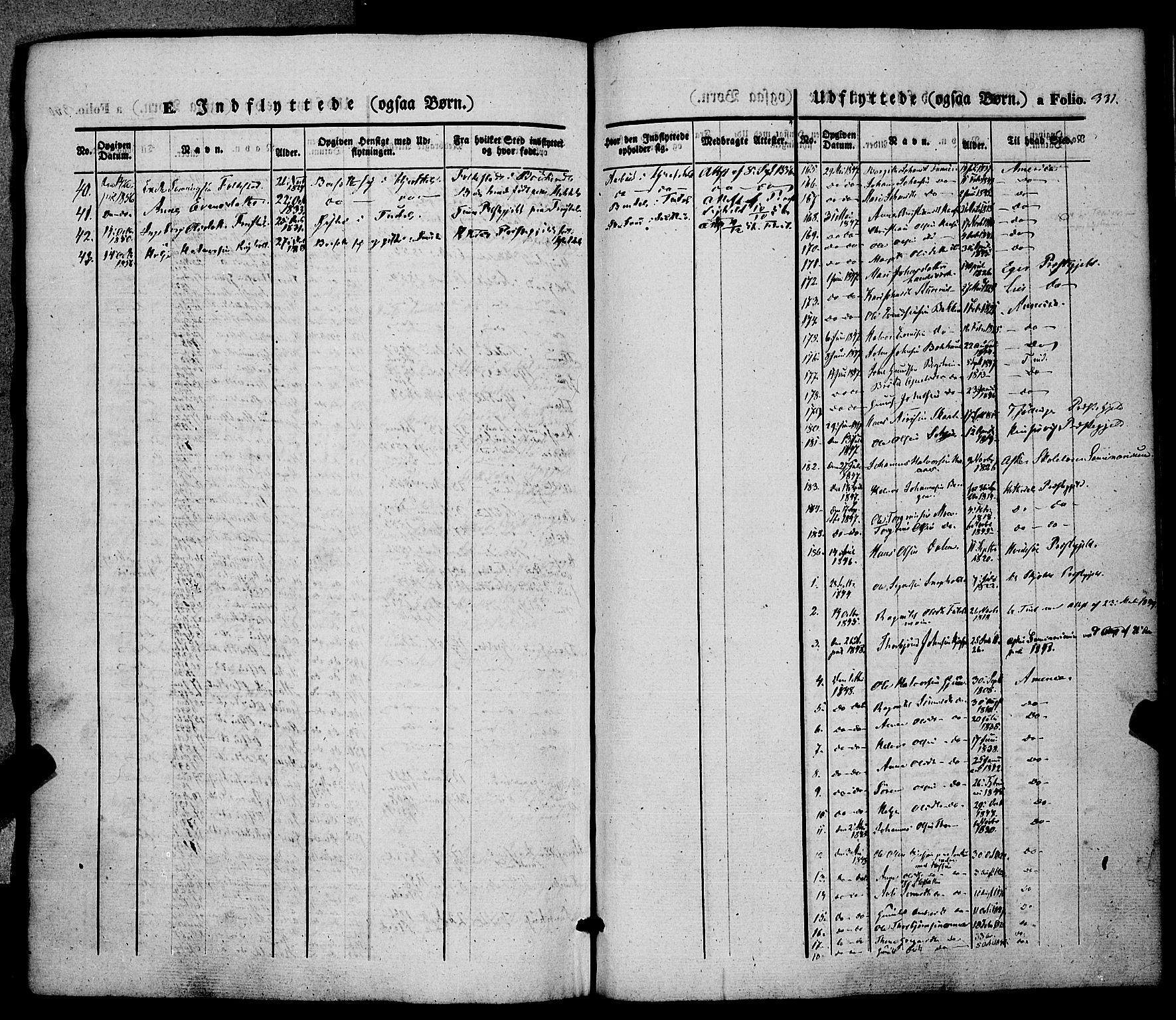 Hjartdal kirkebøker, AV/SAKO-A-270/F/Fa/L0008: Parish register (official) no. I 8, 1844-1859, p. 331