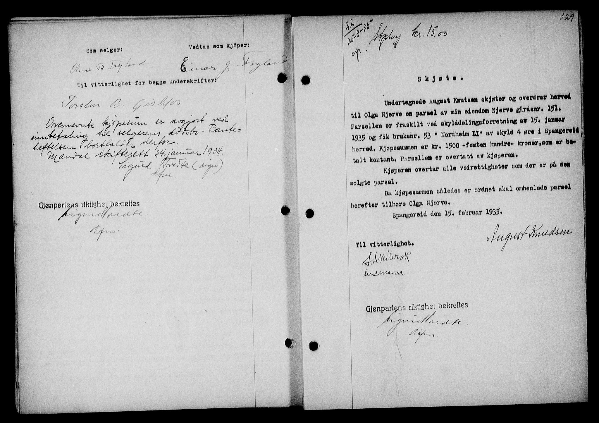 Mandal sorenskriveri, SAK/1221-0005/001/G/Gb/Gba/L0068: Mortgage book no. A-5, 1934-1935, Deed date: 25.03.1935