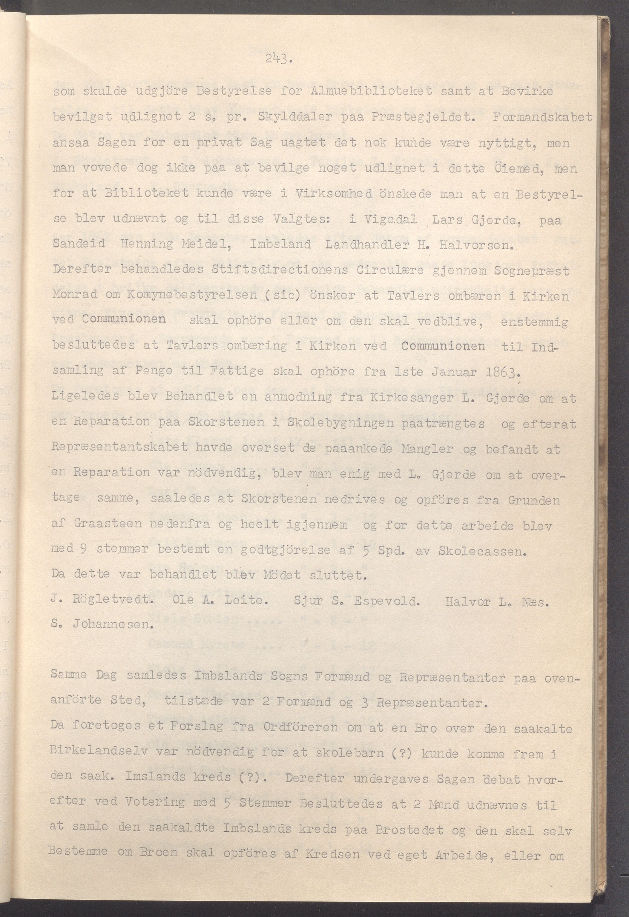 Vikedal kommune - Formannskapet, IKAR/K-100598/A/Ac/L0002: Avskrift av møtebok, 1862-1874, p. 243