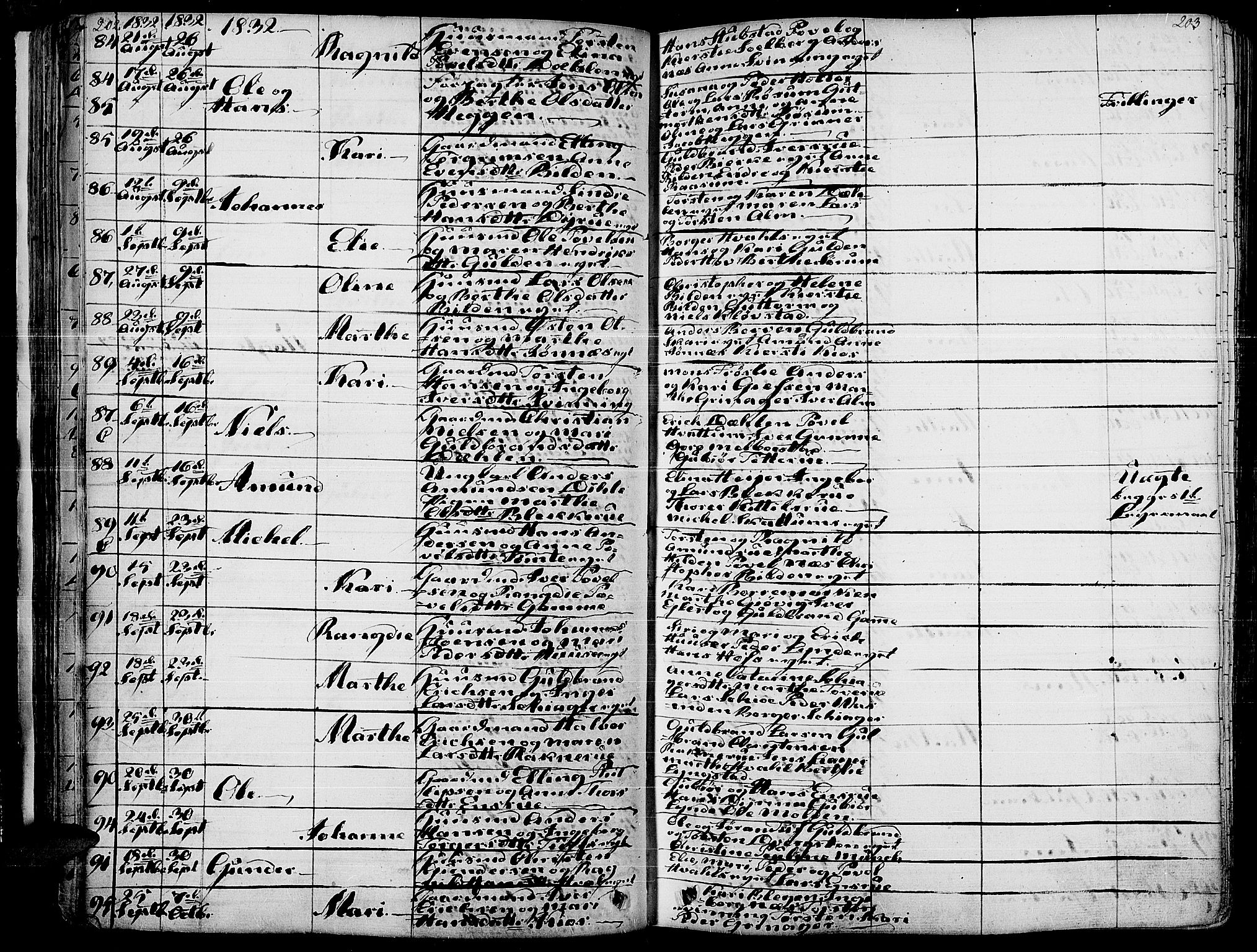 Gran prestekontor, AV/SAH-PREST-112/H/Ha/Haa/L0010: Parish register (official) no. 10, 1824-1842, p. 202-203