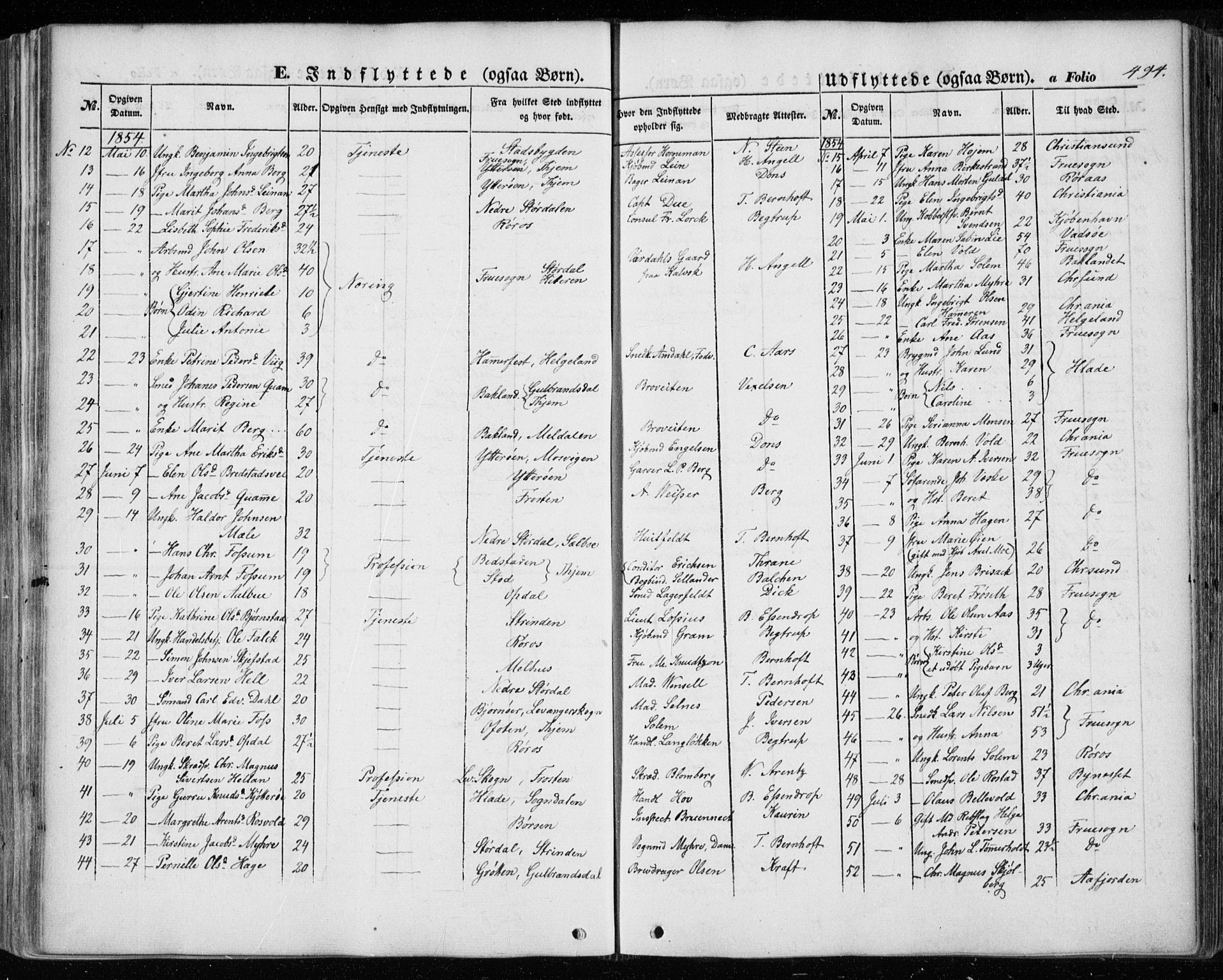 Ministerialprotokoller, klokkerbøker og fødselsregistre - Sør-Trøndelag, SAT/A-1456/601/L0051: Parish register (official) no. 601A19, 1848-1857, p. 494