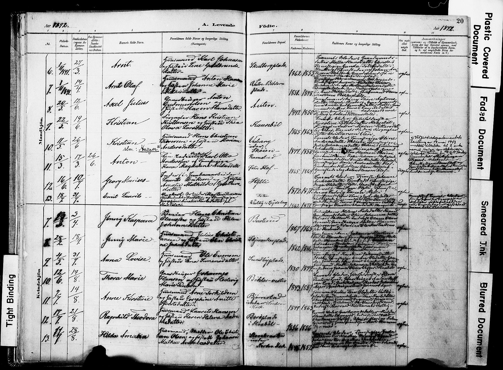 Spydeberg prestekontor Kirkebøker, SAO/A-10924/F/Fa/L0008: Parish register (official) no. I 8, 1886-1900, p. 20