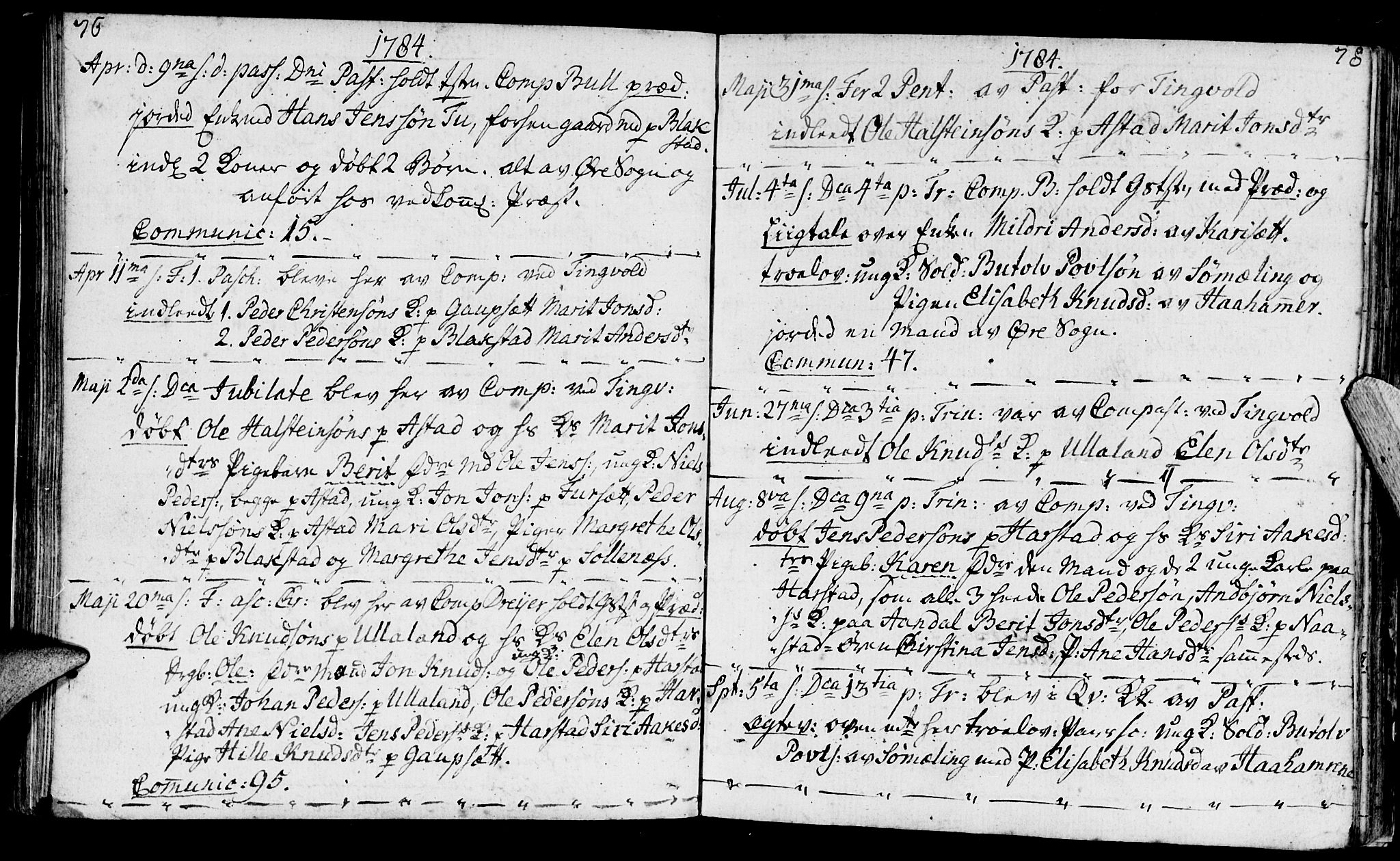 Ministerialprotokoller, klokkerbøker og fødselsregistre - Møre og Romsdal, AV/SAT-A-1454/584/L0962: Parish register (official) no. 584A02, 1765-1812, p. 76-77